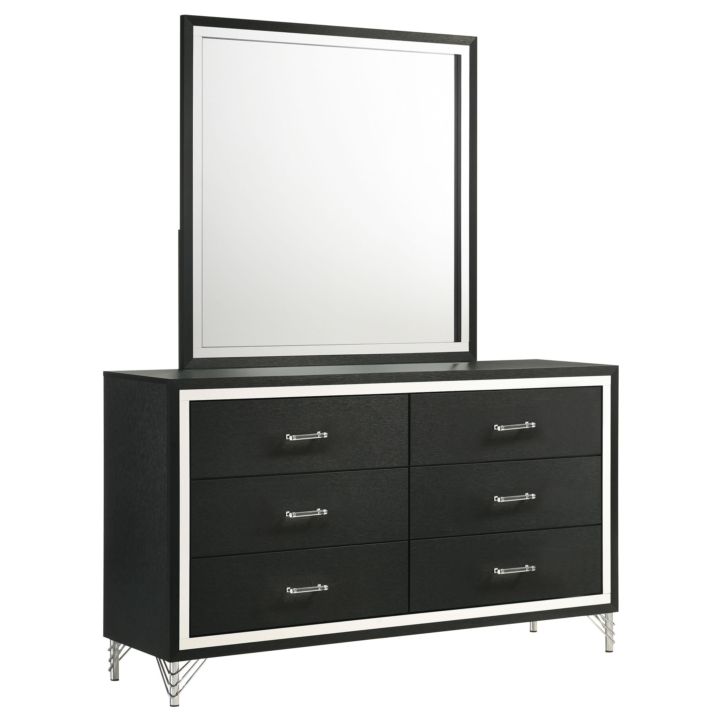 Coaster Furniture Lucia 224993M 6-Drawer Dresser and Mirror - Black - Image 1