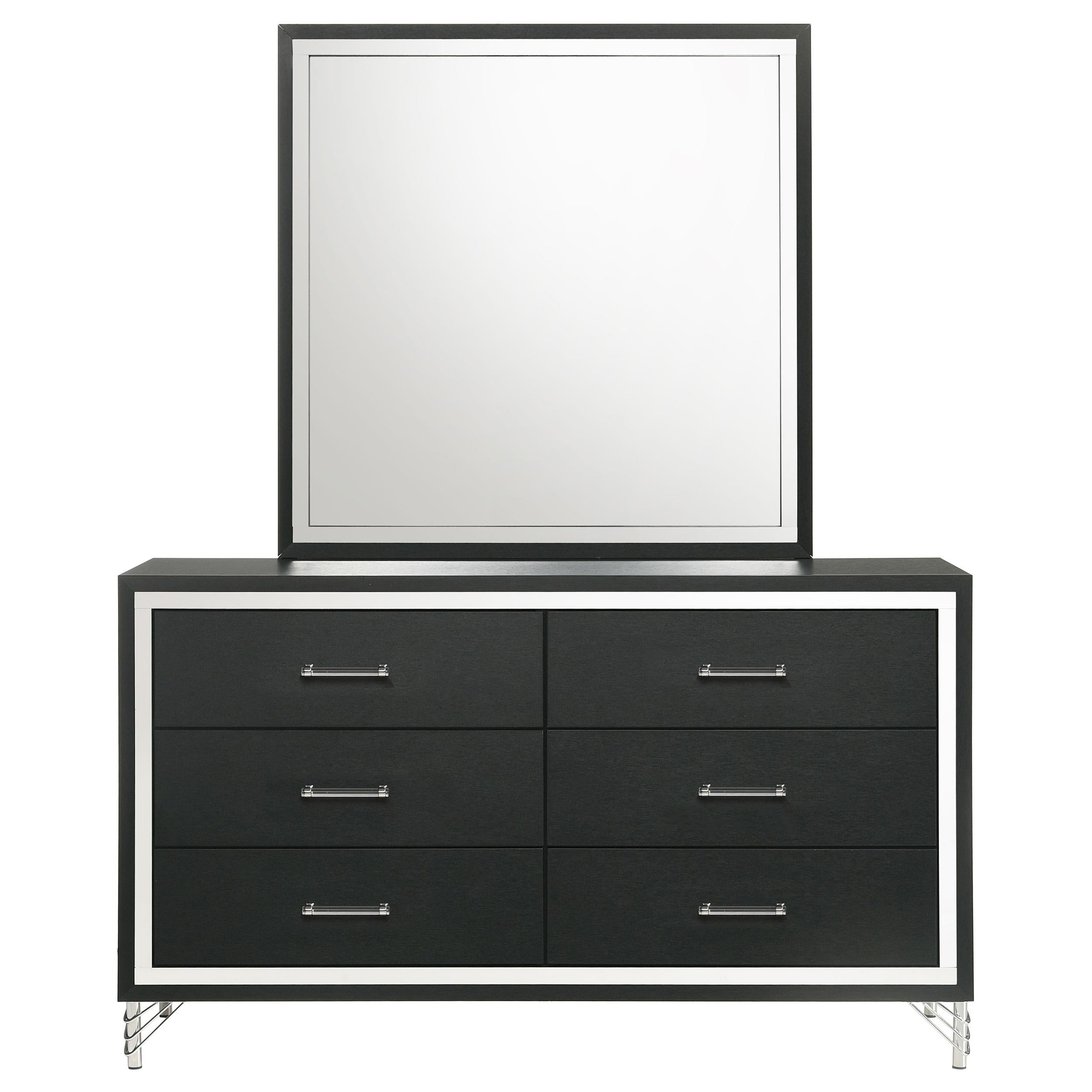 Coaster Furniture Lucia 224993M 6-Drawer Dresser and Mirror - Black - Image 2
