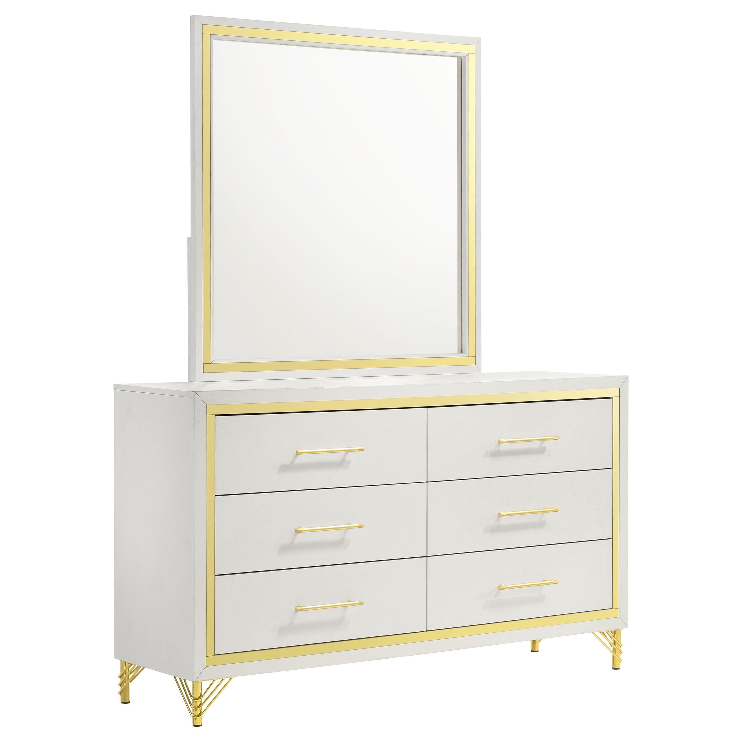 Coaster Furniture Lucia 224733M 6-Drawer Dresser with Mirror - White - Image 1