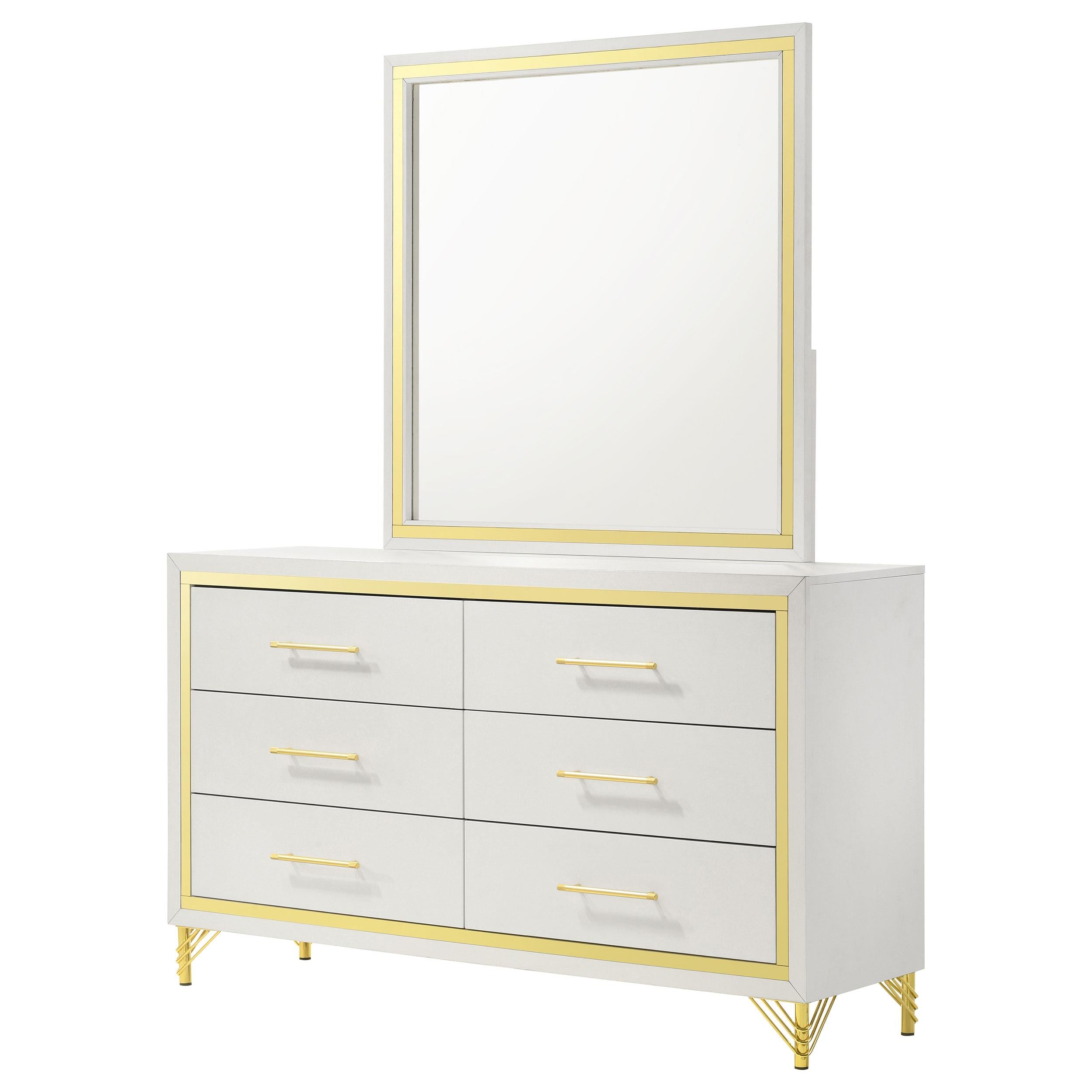 Coaster Furniture Lucia 224733M 6-Drawer Dresser with Mirror - White - Image 3