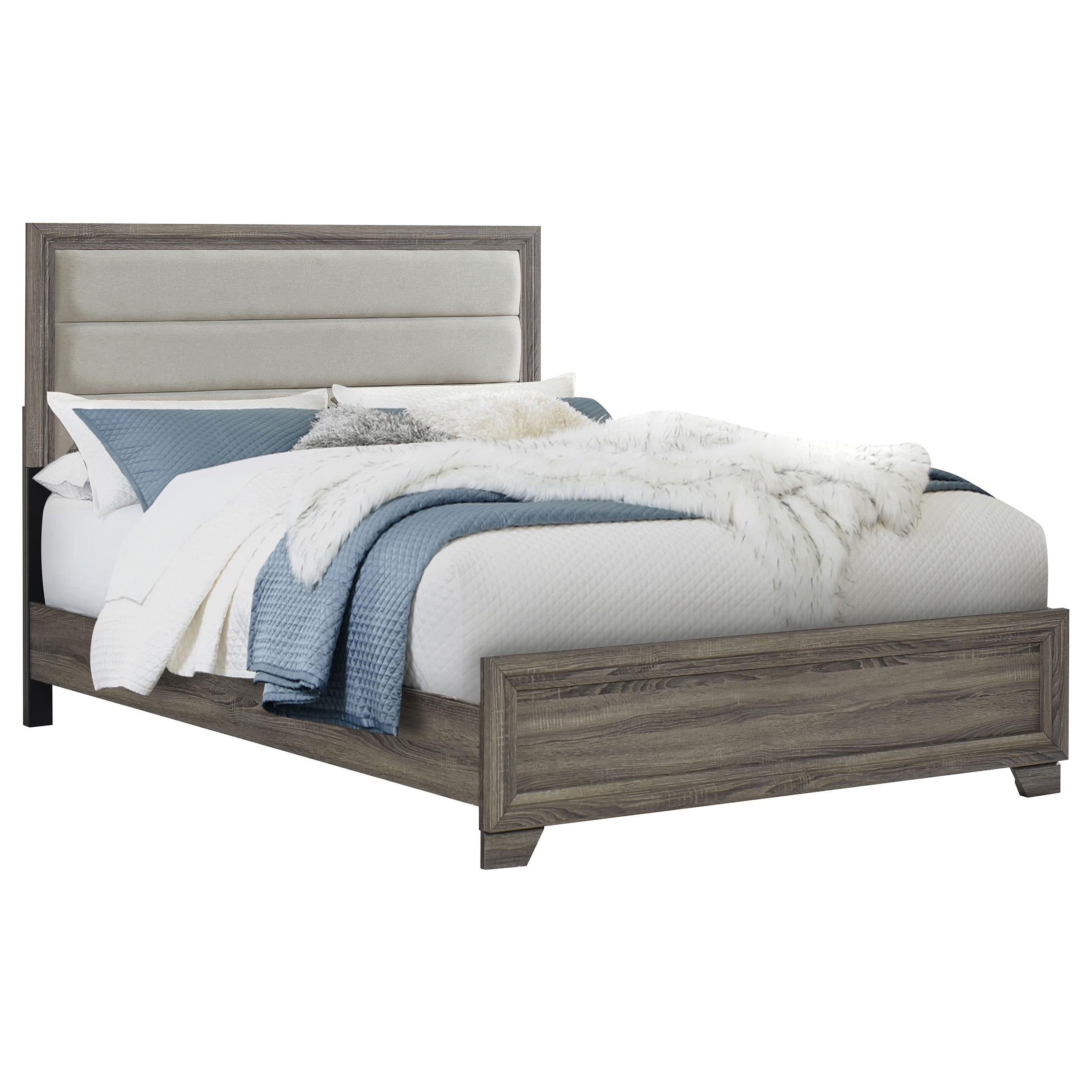Coaster Furniture Wright 223341Q 52-inch Upholstered Queen Bed - Brown Oak - Image 2