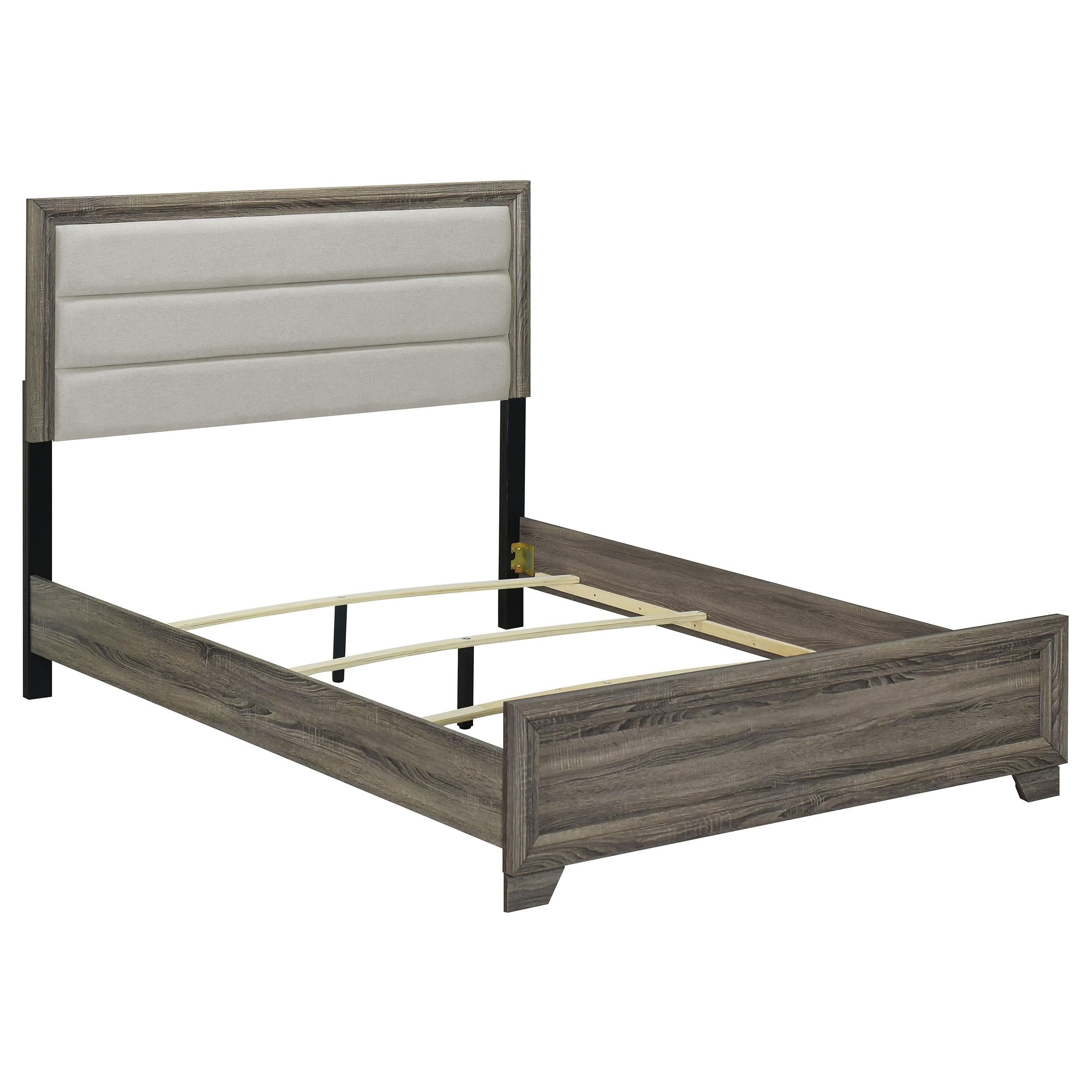 Coaster Furniture Wright 223341KE 52-inch Upholstered Eastern King Bed - Brown Oak - Image 1