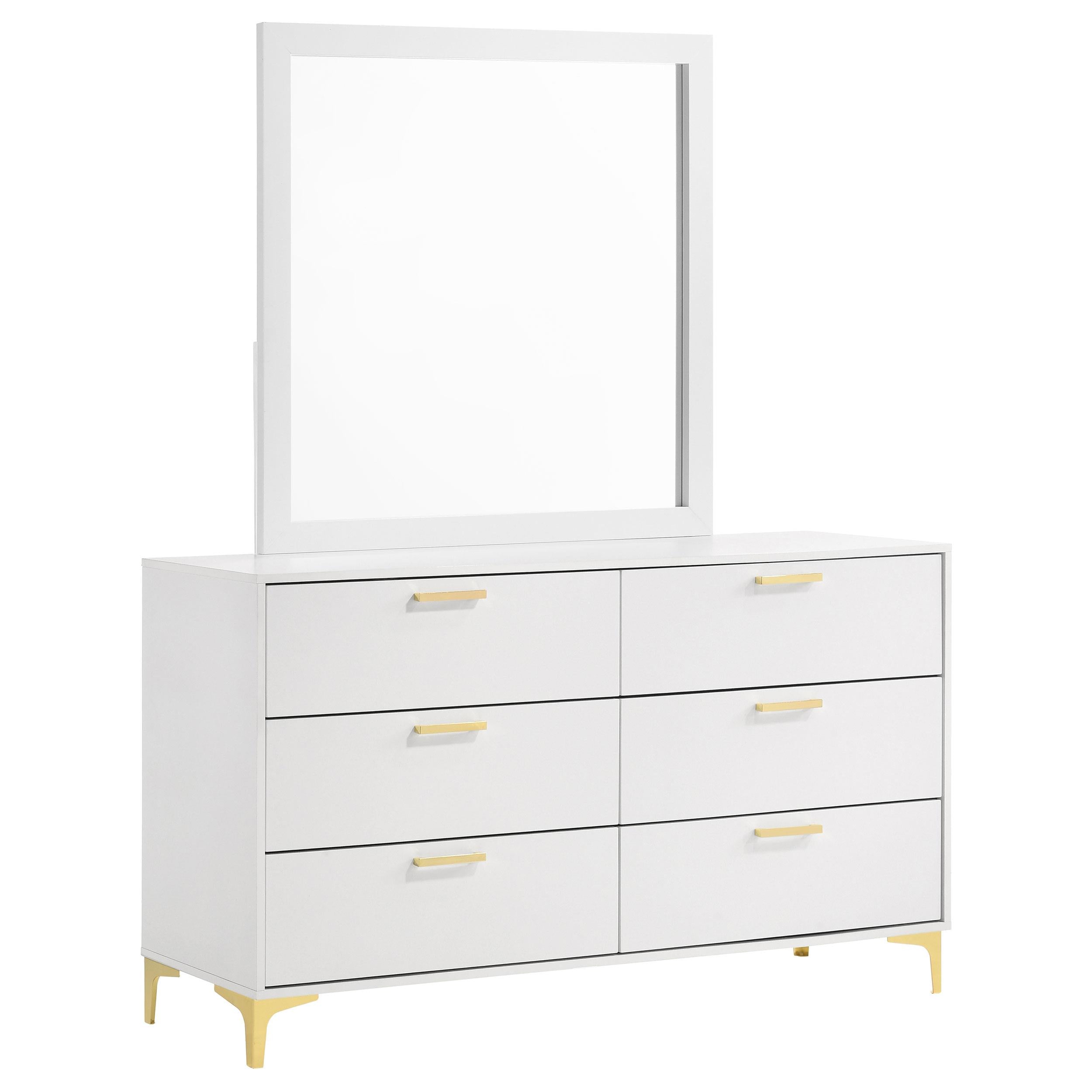 Coaster Furniture Kendall 224403M 6-Drawer Dresser with Mirror - White - Image 1