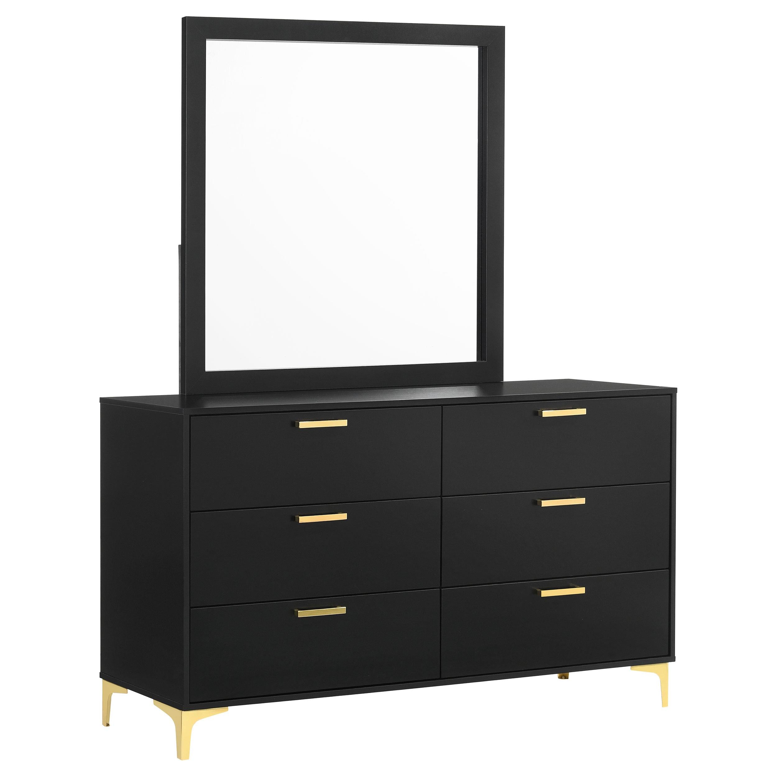 Coaster Furniture Kendall 224453M 6-Drawer Dresser with Mirror - Black - Image 1