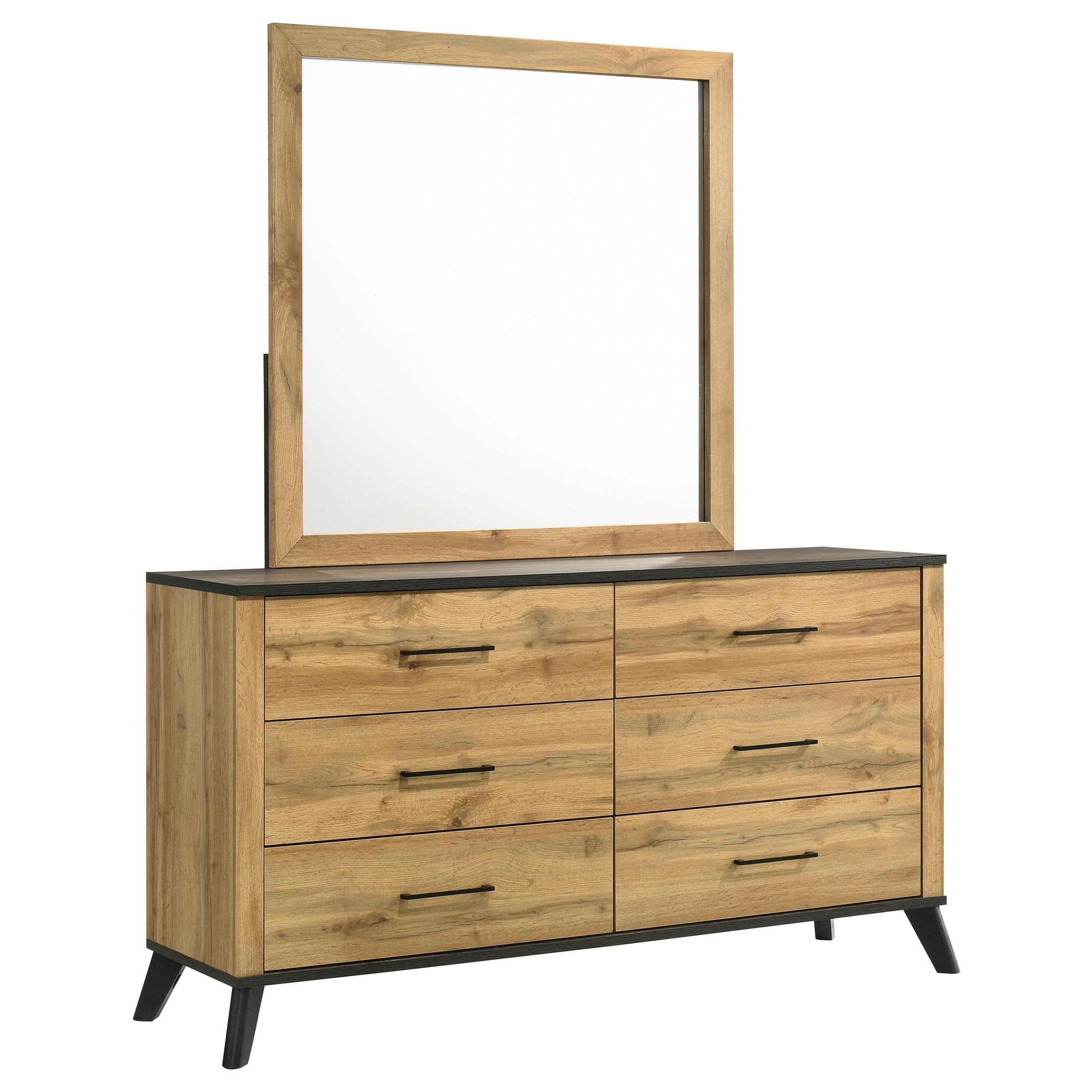 Coaster Furniture Kaywood 225003M 6-Drawer Dresser and Mirror - Natural Pine - Image 1