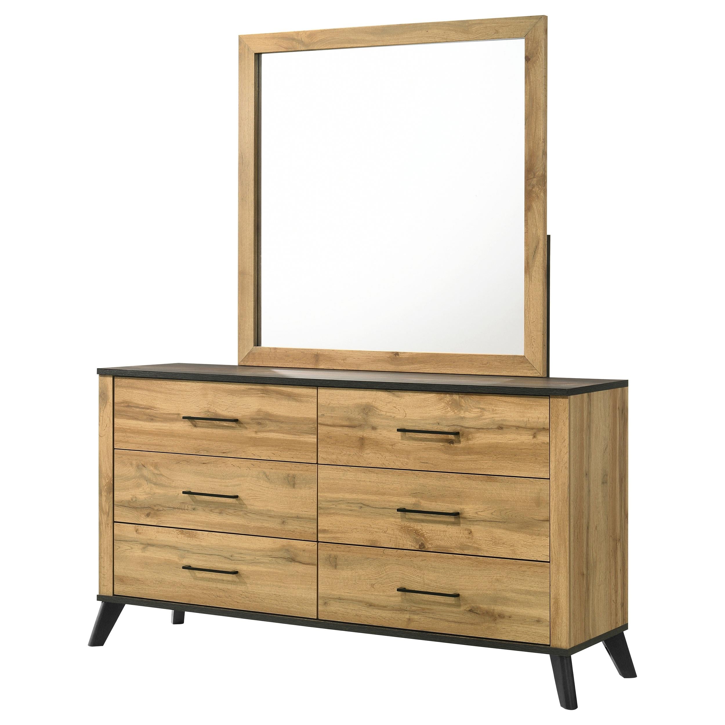 Coaster Furniture Kaywood 225003M 6-Drawer Dresser and Mirror - Natural Pine - Image 3