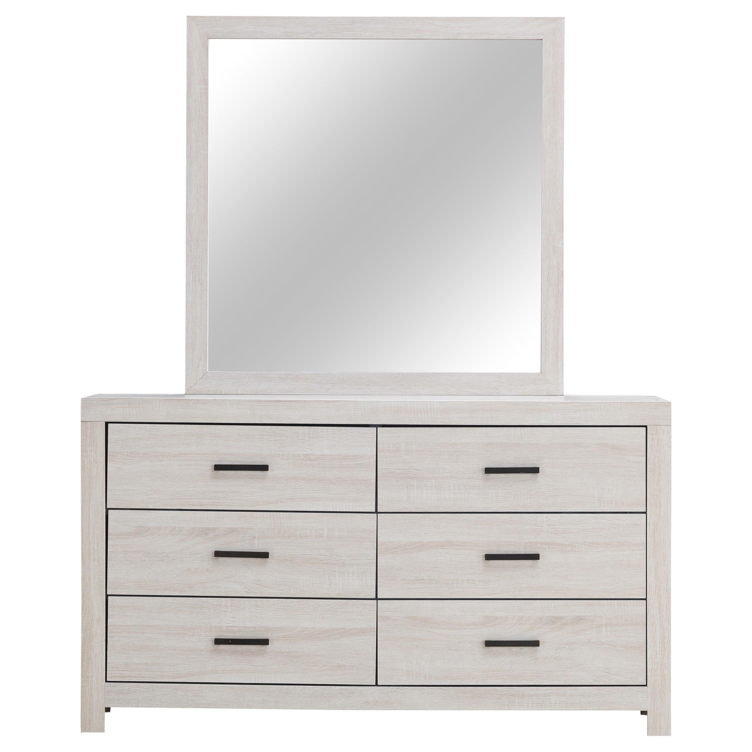 Coaster Furniture Brantford 207053M 6-Drawer Dresser with Mirror - Coastal White - Image 2