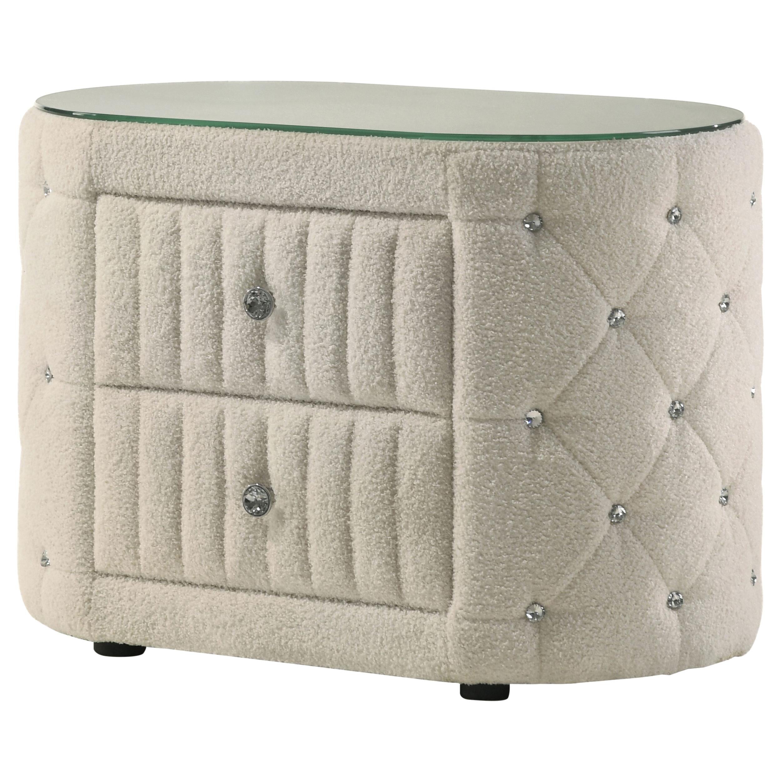 Coaster Furniture Sonya 360112 2-Drawer Upholstered Nightstand Bedside Table - Ivory - Image 2
