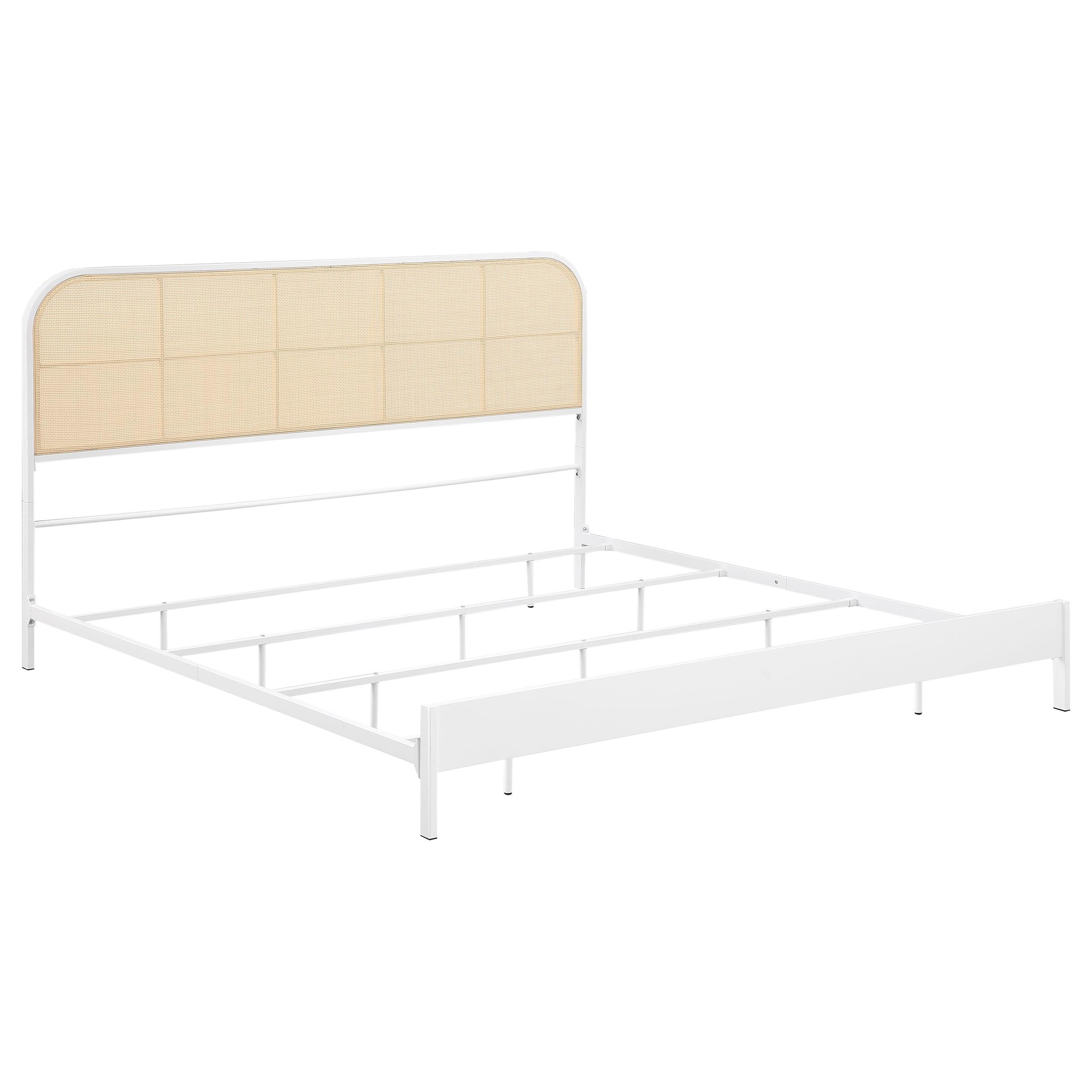 Coaster Furniture Amherst 360301KE Radio Weave Rattan Metal Eastern King Bed - White - Image 1