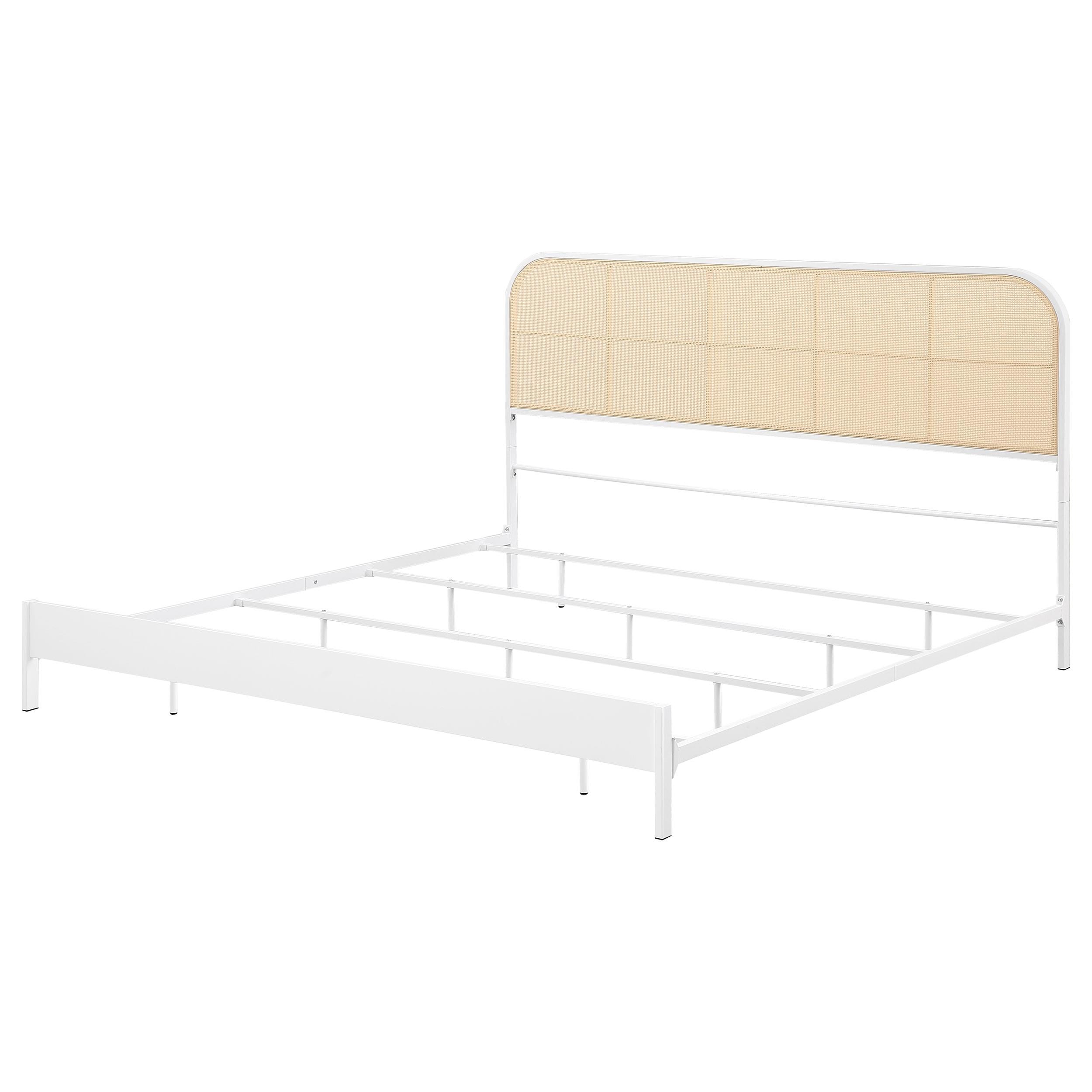 Coaster Furniture Amherst 360301KE Radio Weave Rattan Metal Eastern King Bed - White - Image 3