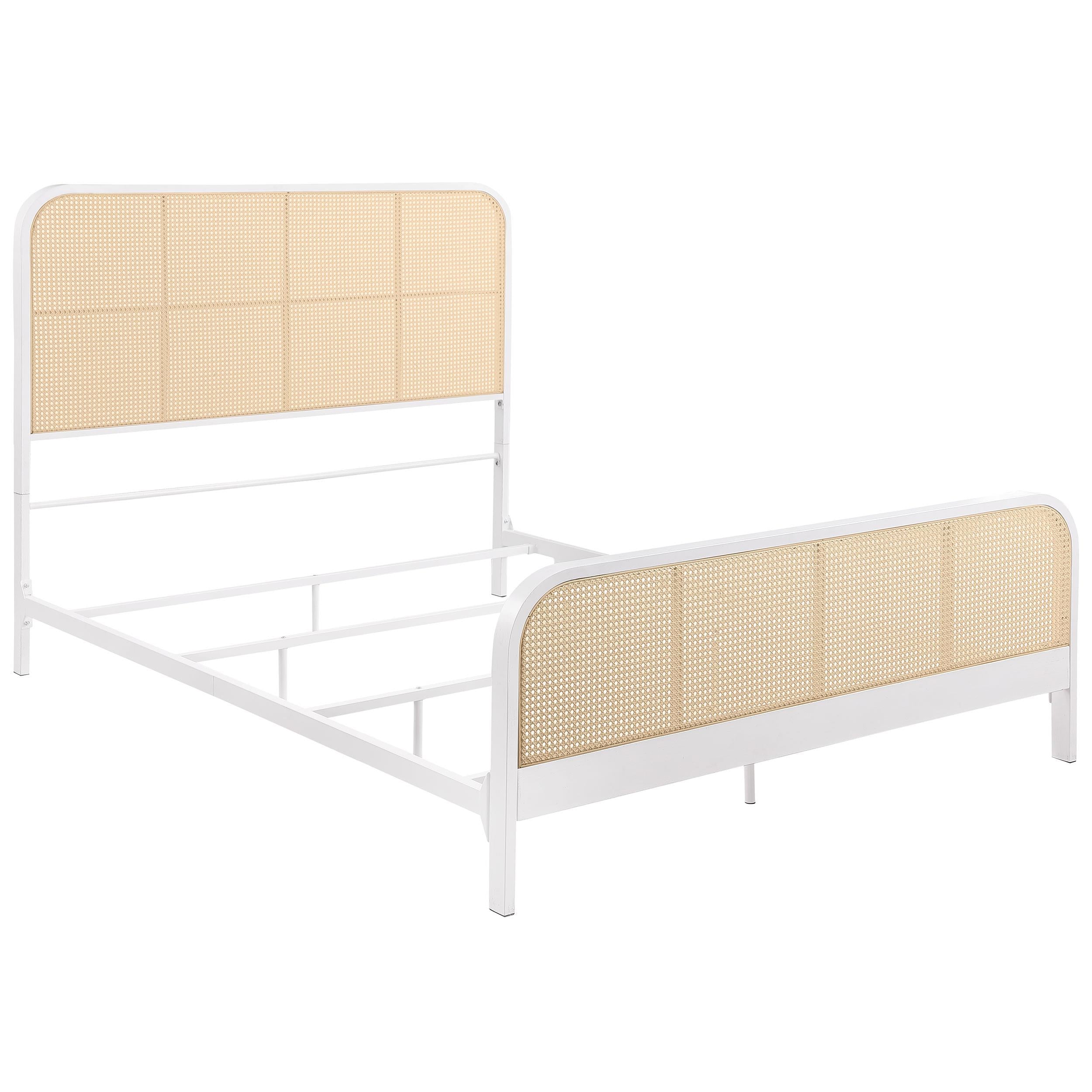 Coaster Furniture Lanewood 360251Q Open Cane Webbing Metal Queen Bed - White - Image 1