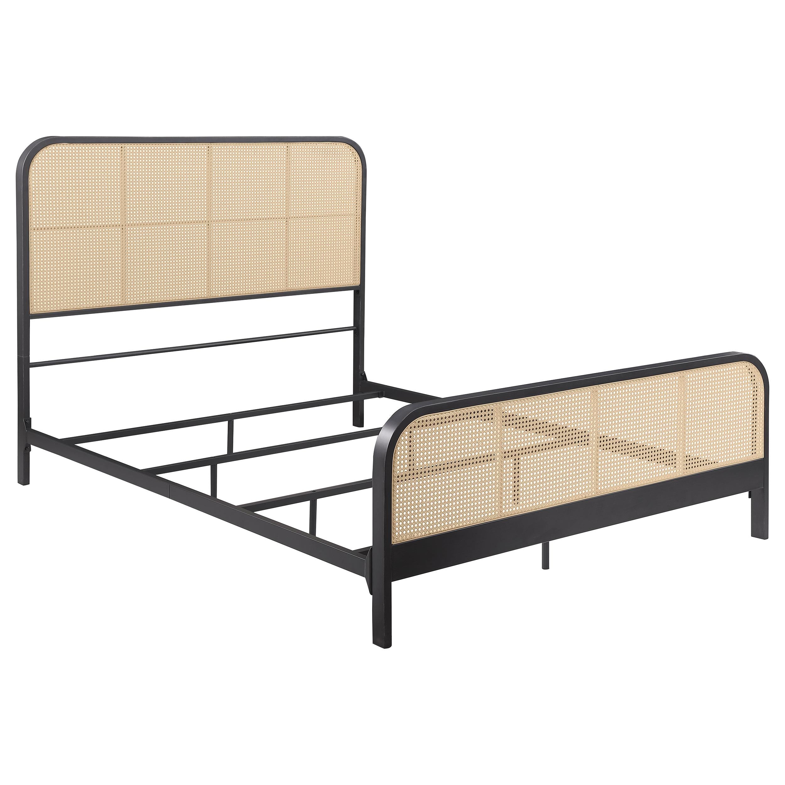 Coaster Furniture Lanewood 360250Q Open Cane Webbing Metal Queen Bed - Black - Image 1