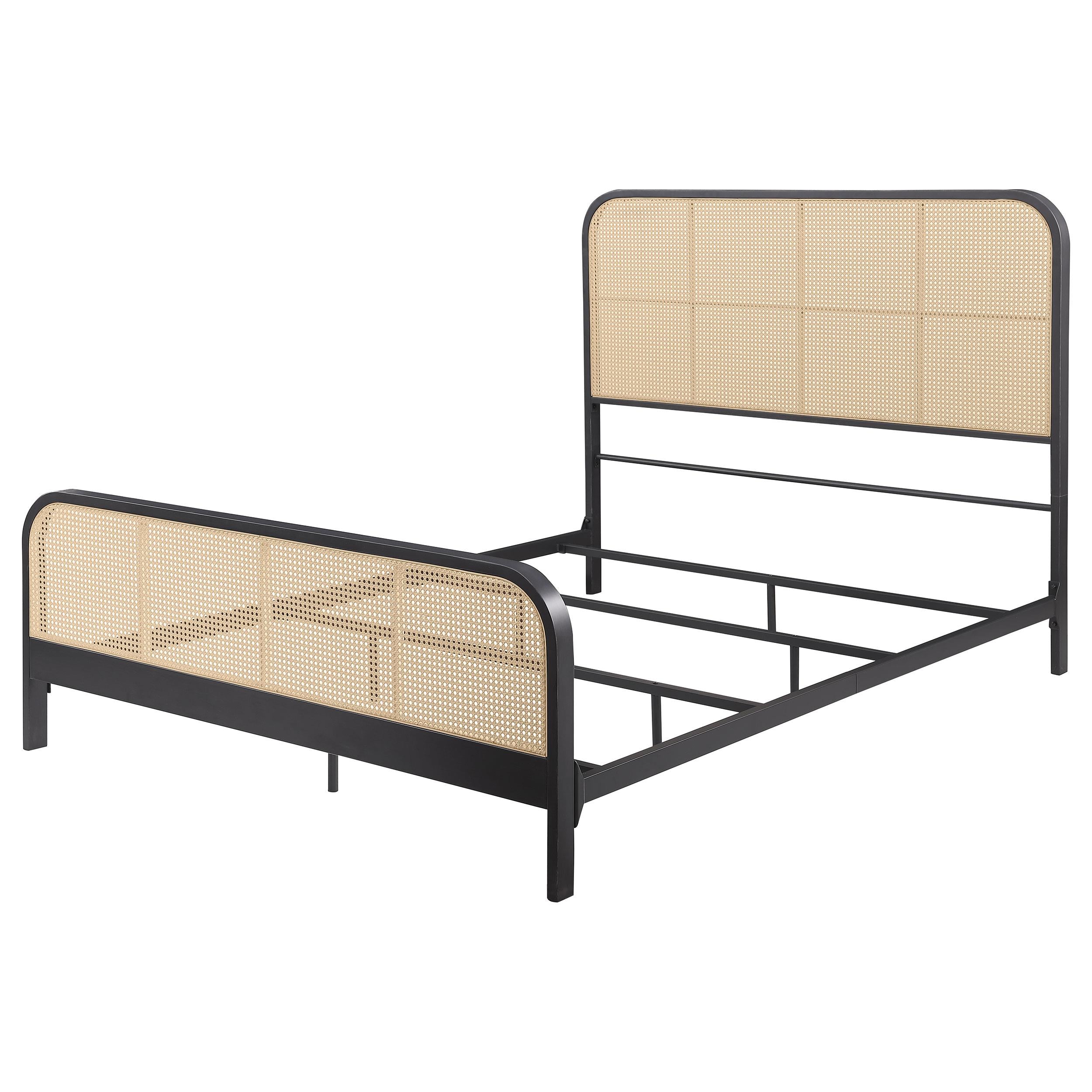 Coaster Furniture Lanewood 360250Q Open Cane Webbing Metal Queen Bed - Black - Image 3