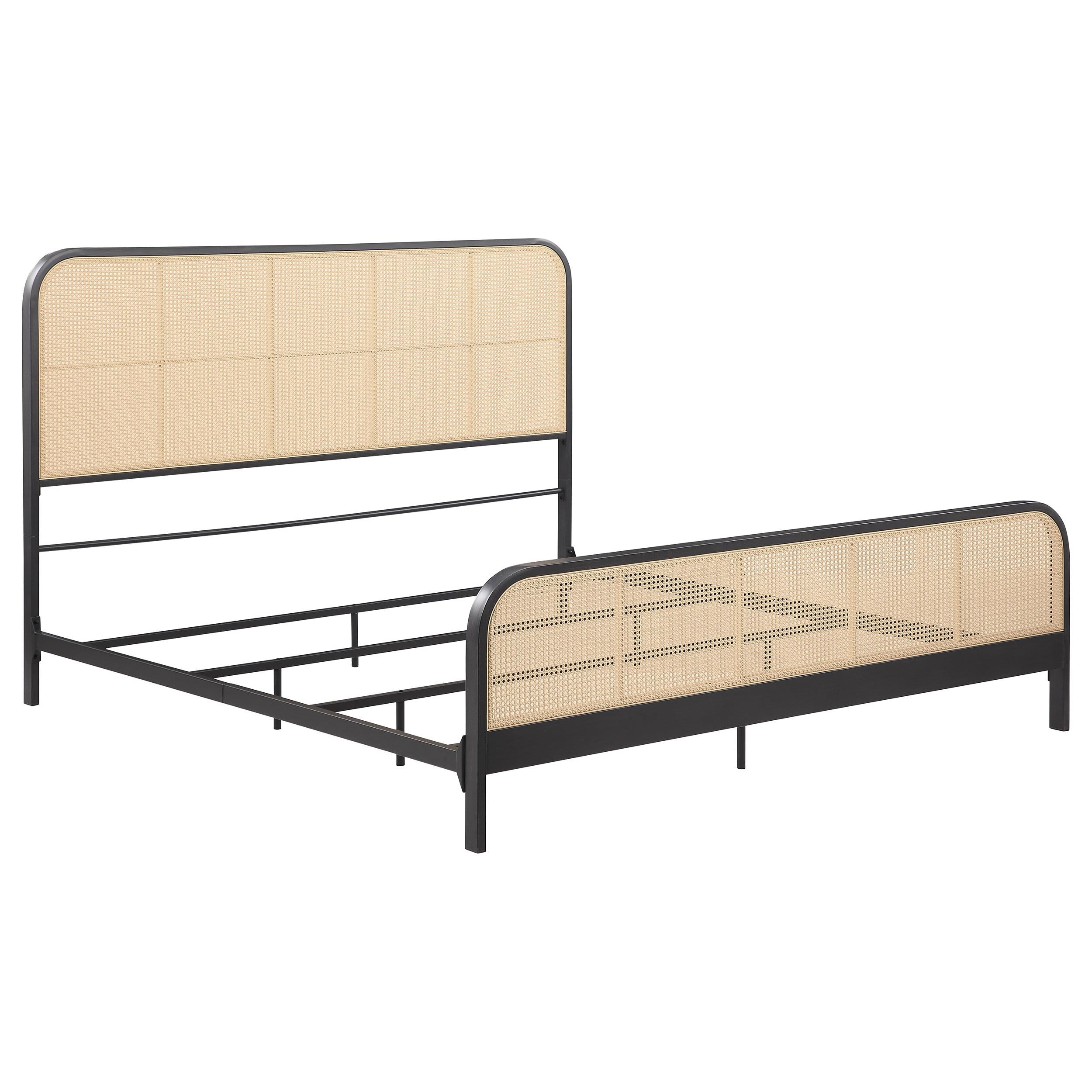 Coaster Furniture Lanewood 360250KE Open Cane Webbing Metal Eastern King Bed - Black - Image 1