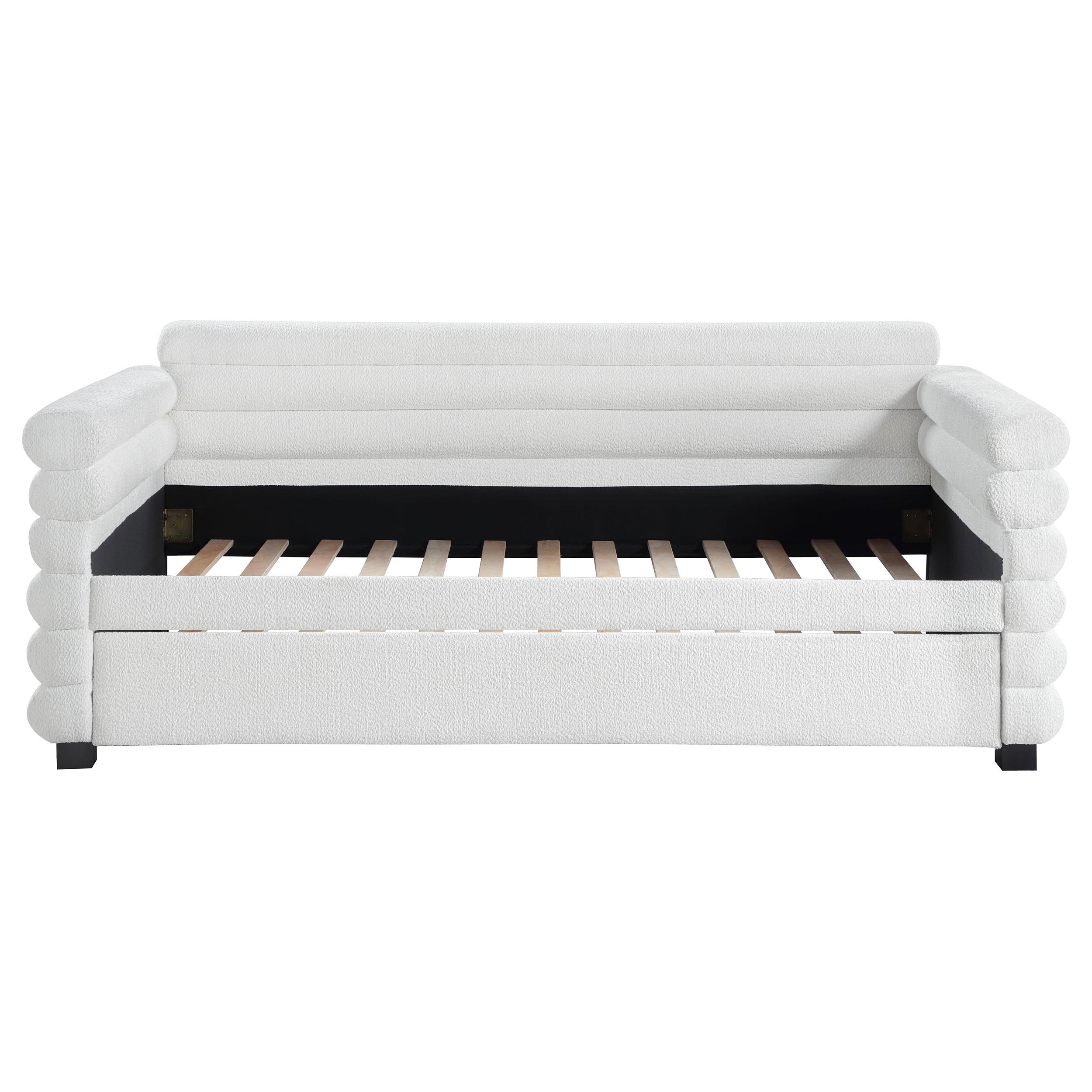 Coaster Furniture Patricia 300716 Boucle Upholstered Twin Day Bed with Trundle - White - Image 3