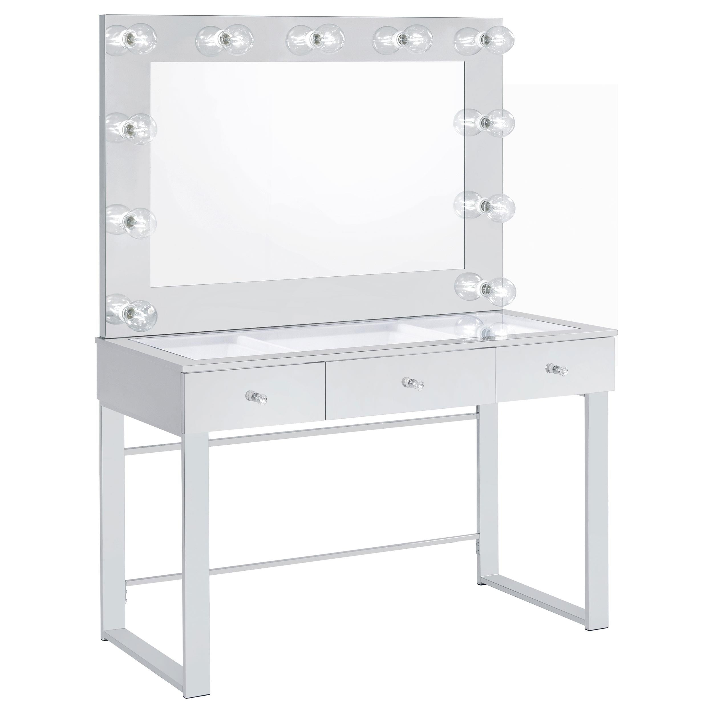 Coaster Furniture Umbridge 935934 3-Drawer Vanity Set with Lighting – Chrome and White