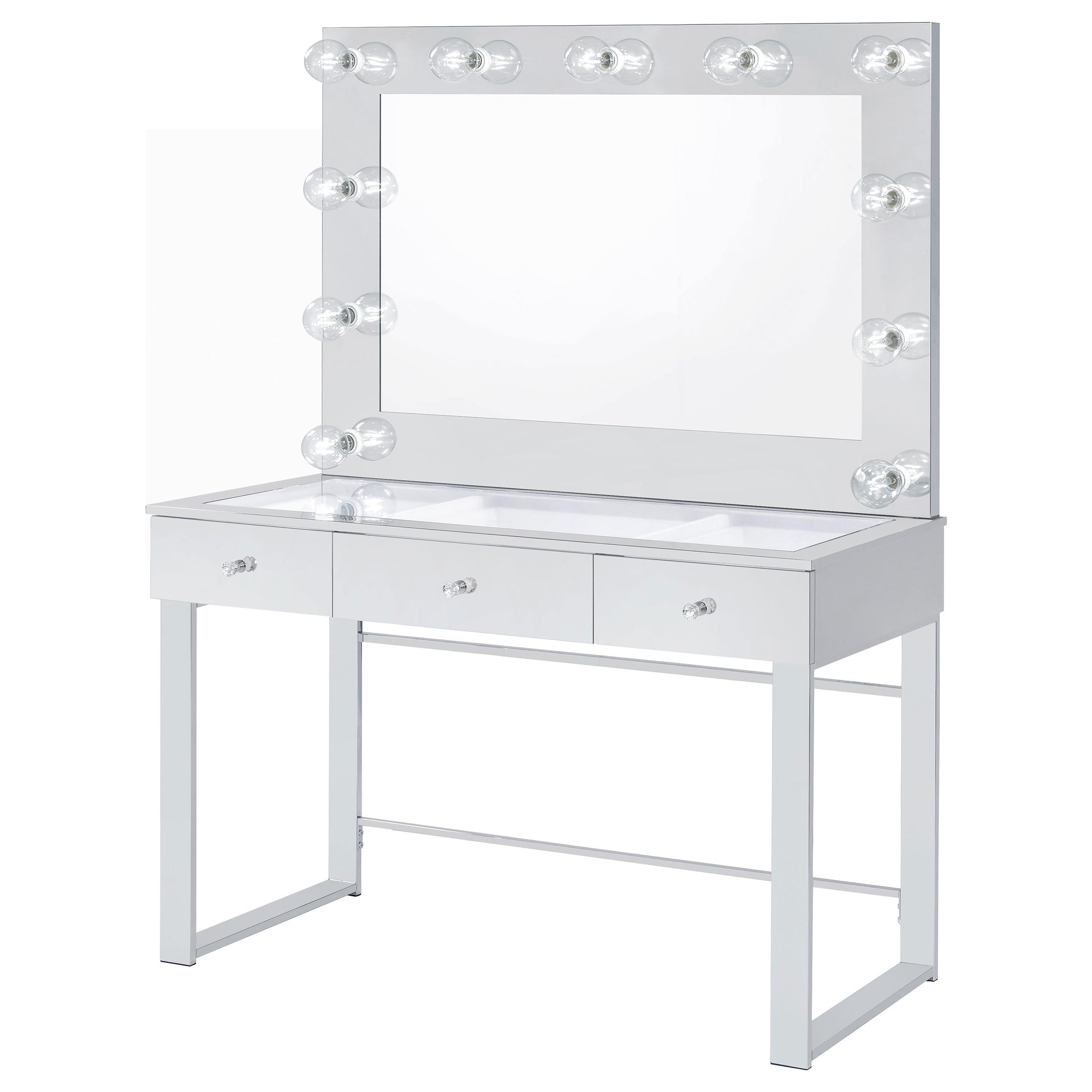 Coaster Furniture Umbridge 935934 3-Drawer Vanity Set with Lighting - Chrome and White - Image 3
