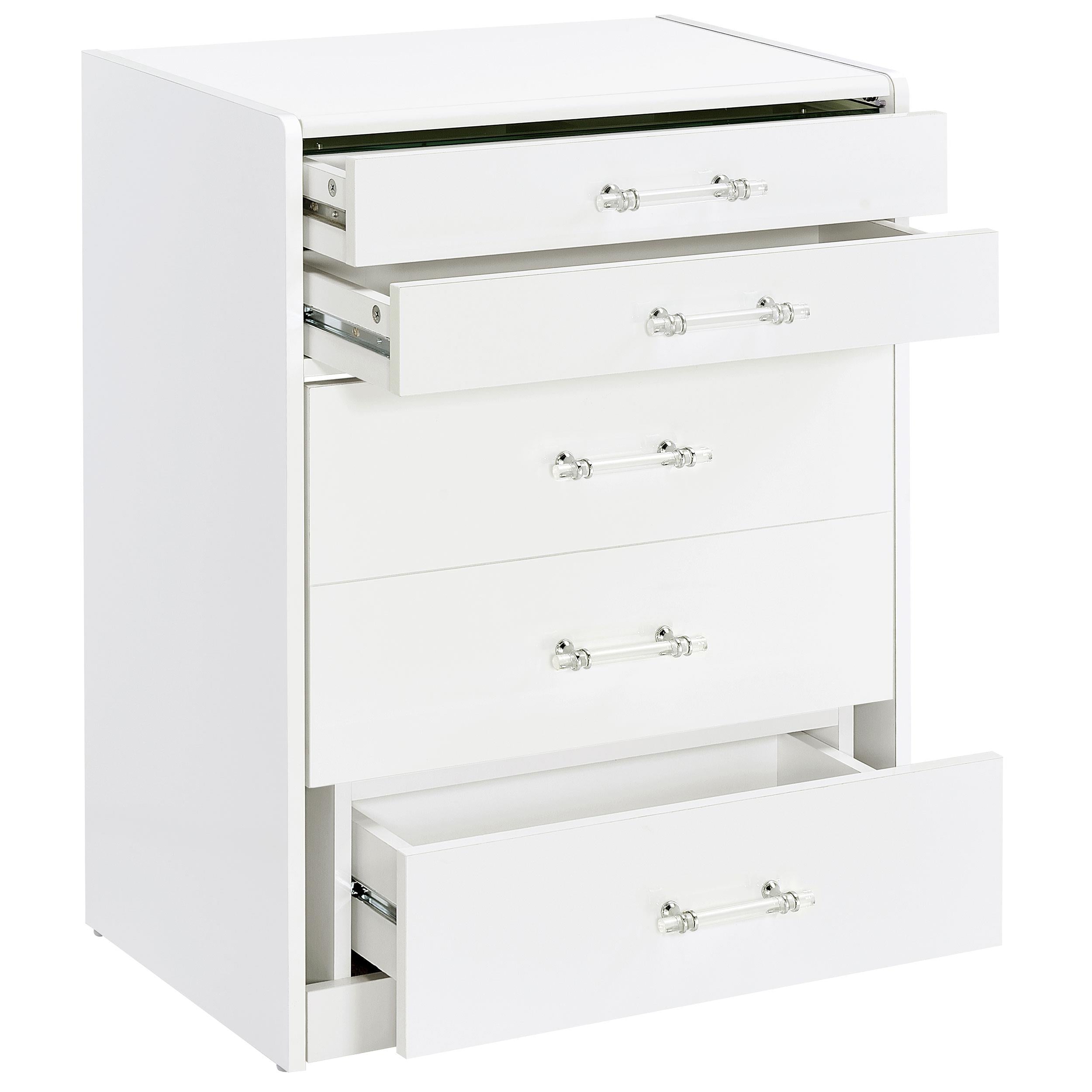 Coaster Furniture Danbury 930208 3-Drawer Makeup Vanity & Stool - Set White High Gloss - Image 2