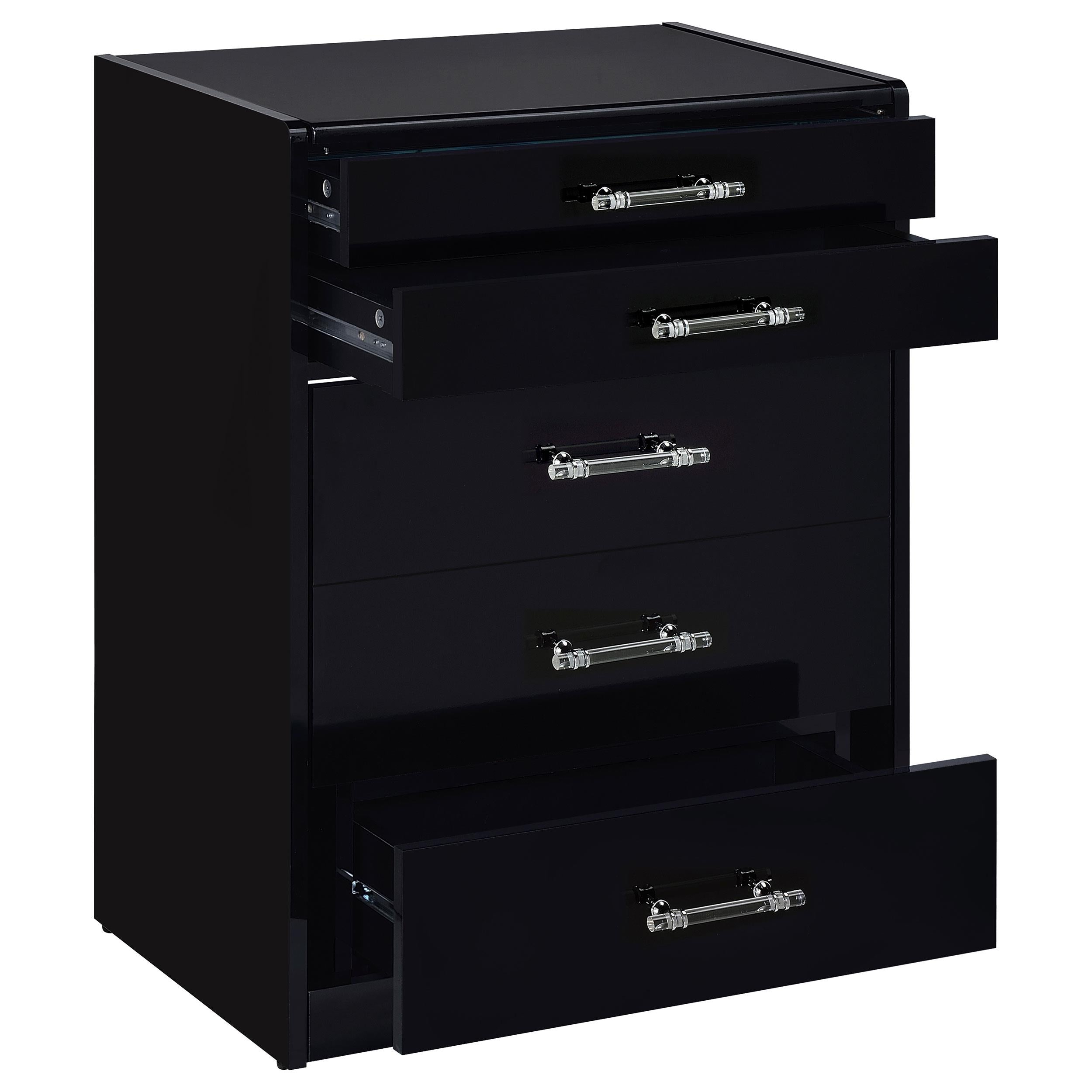Coaster Furniture Danbury 930209 3-Drawer Makeup Vanity & Stool - Set Black High Gloss - Image 2
