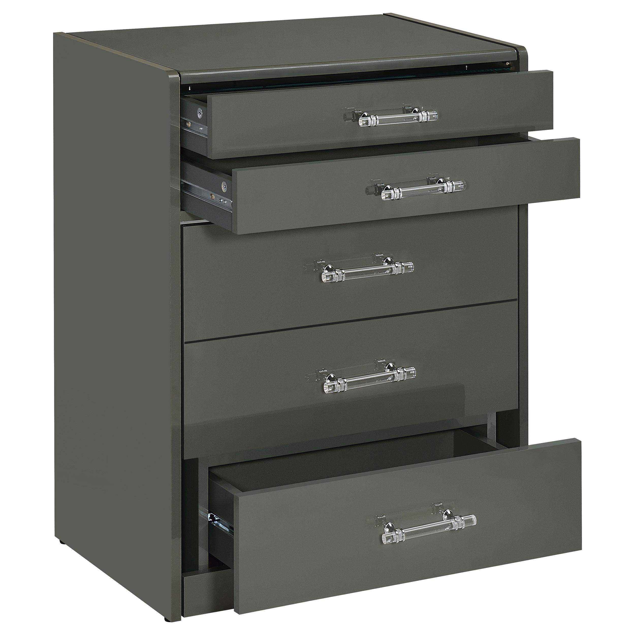 Coaster Furniture Danbury 930210 3-Drawer Makeup Vanity & Stool - Set Grey High Gloss - Image 2