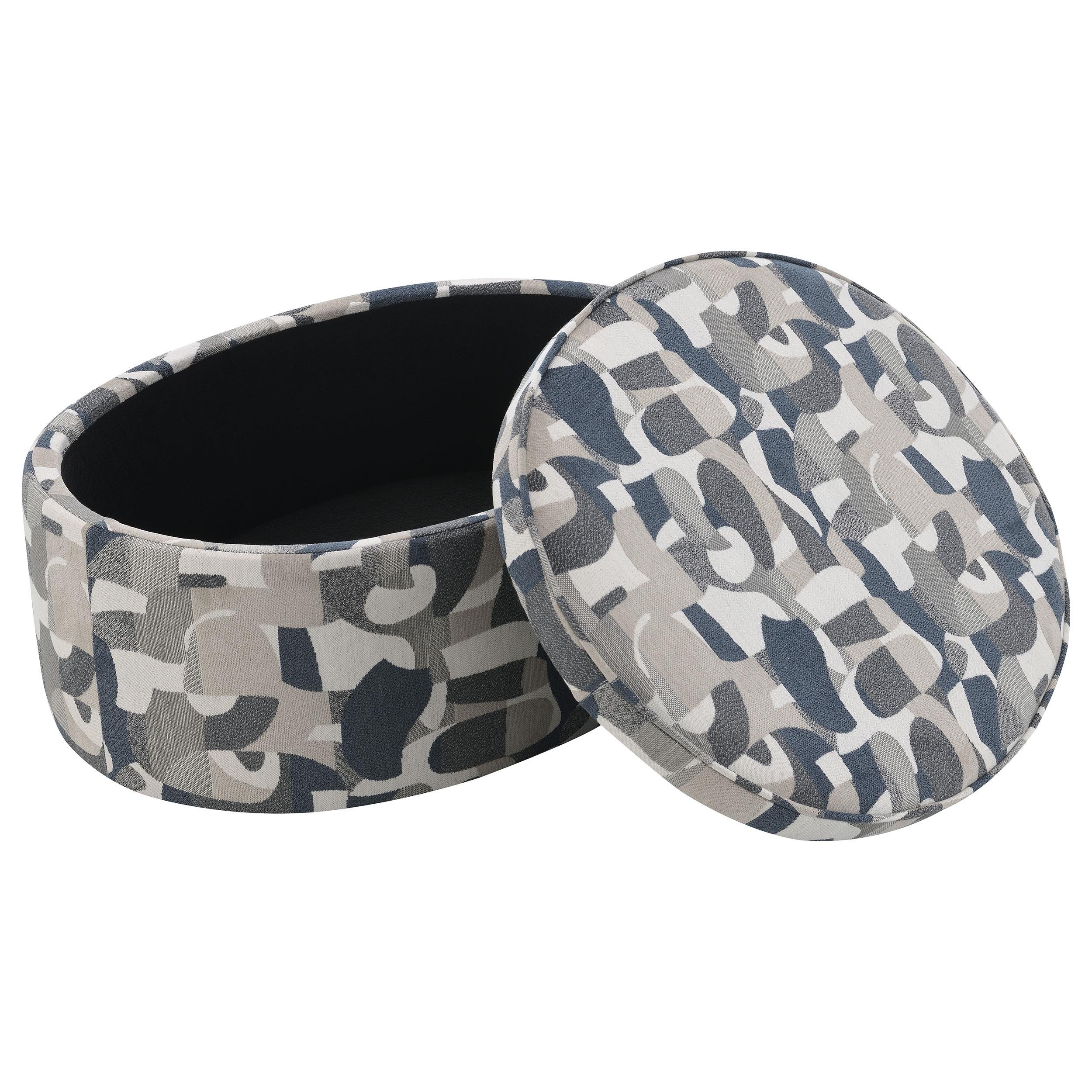 Coaster Furniture Tomkins 509674 Oval Upholstered Storage Ottoman - Indigo Blue - Image 2