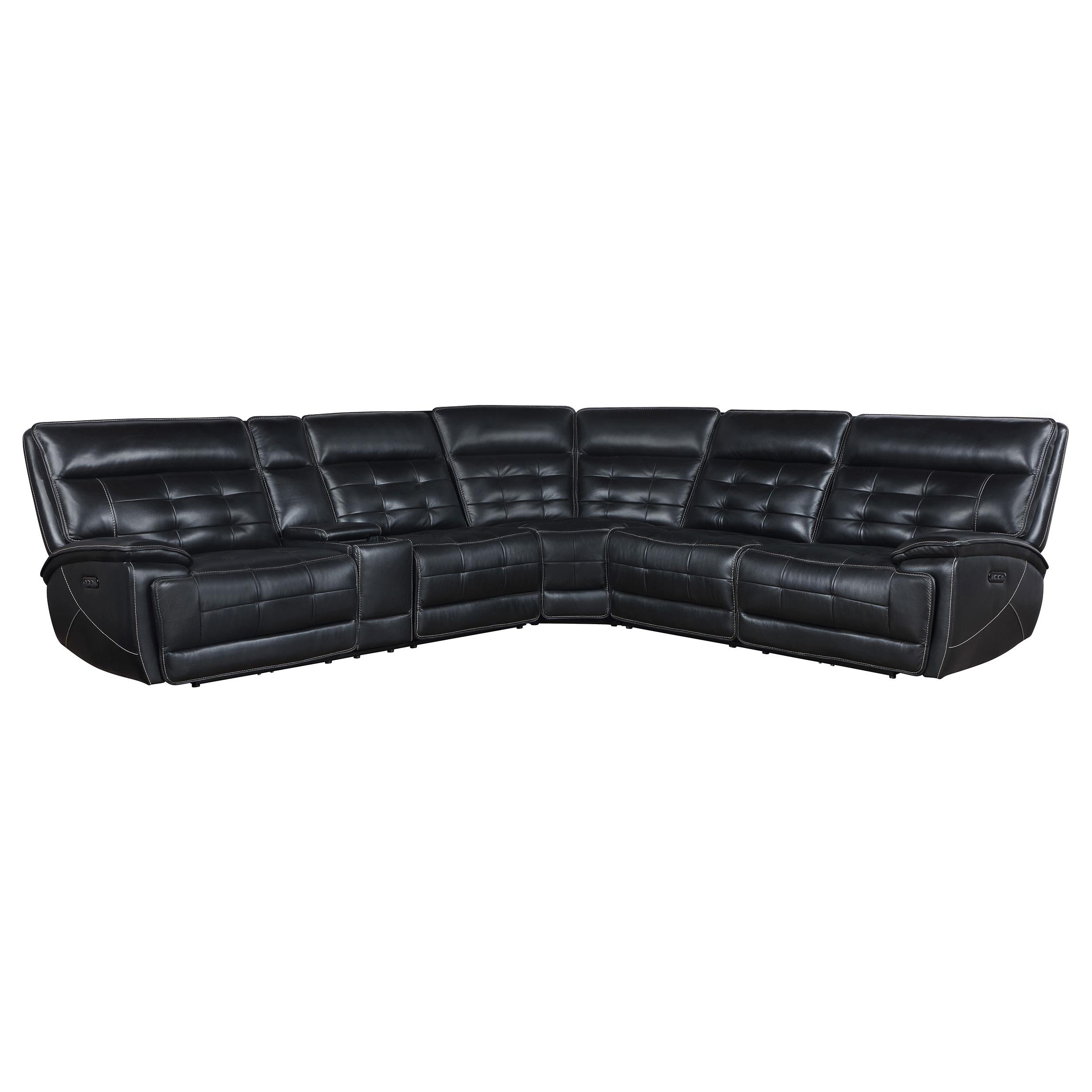 Coaster Furniture Hewitt 609610PP Leather Upholstered Power Reclining Sectional - Black - Image 1