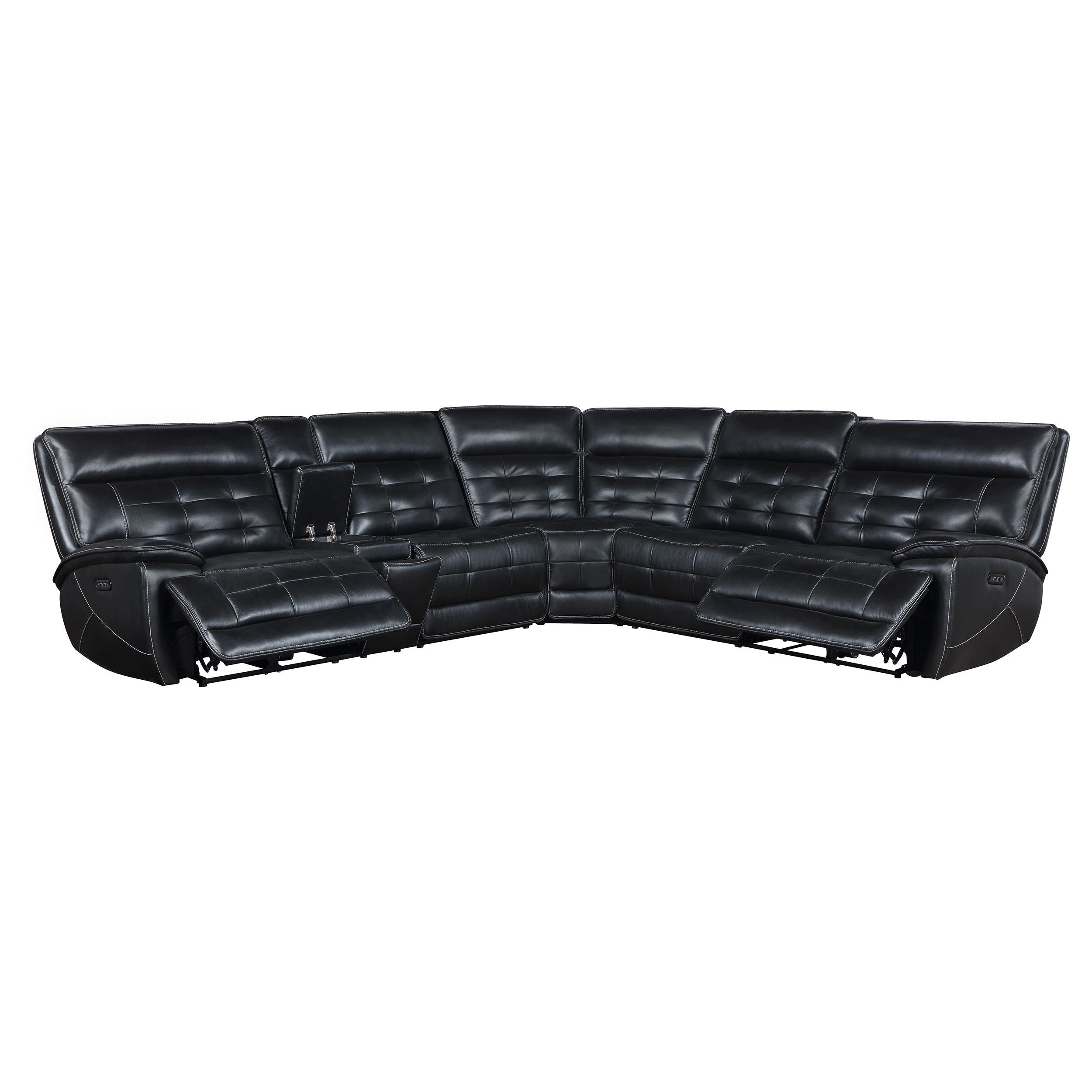Coaster Furniture Hewitt 609610PP Leather Upholstered Power Reclining Sectional - Black - Image 2