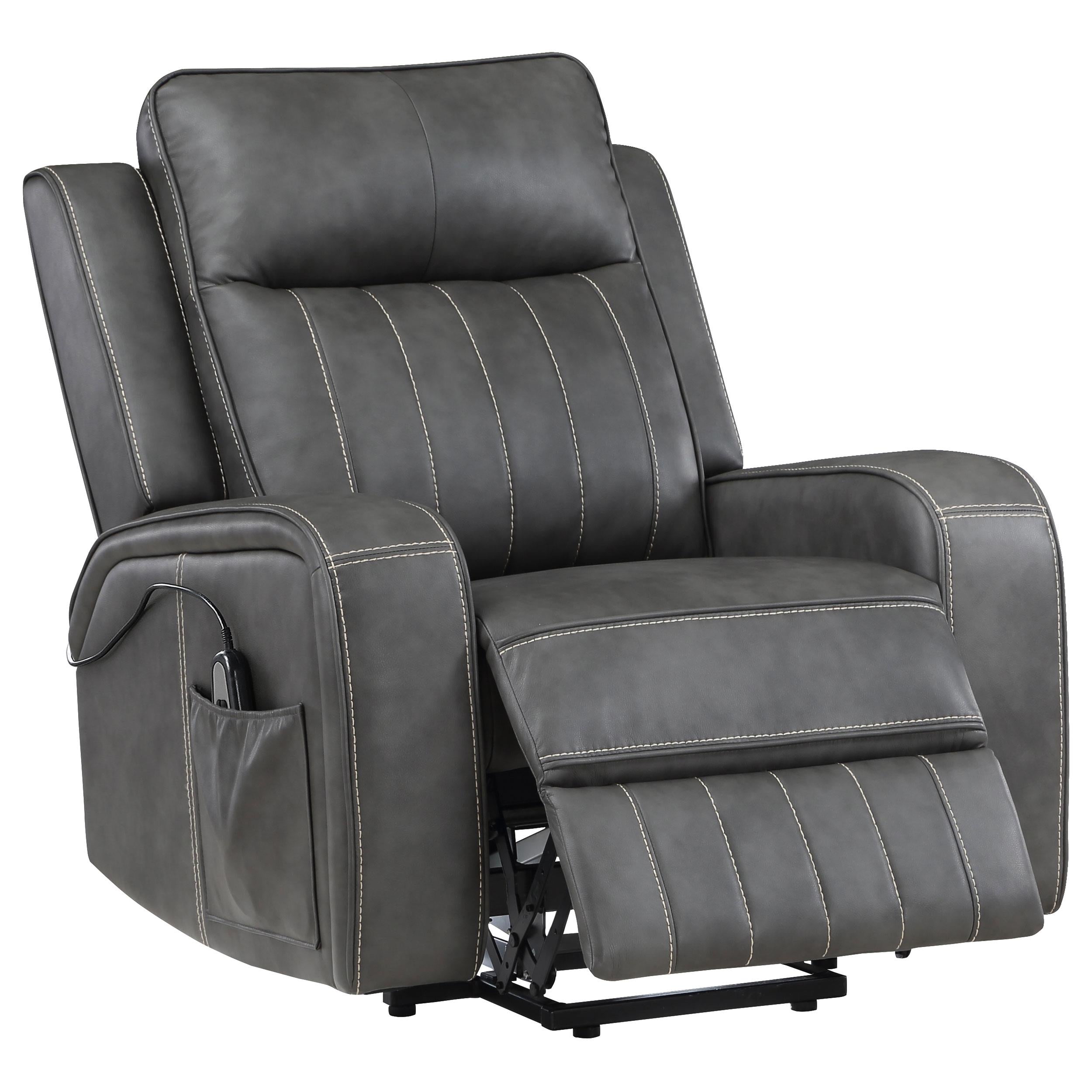 Coaster Furniture Raelynn 603194P Upholstered Power Lift Recliner Chair - Grey - Image 2