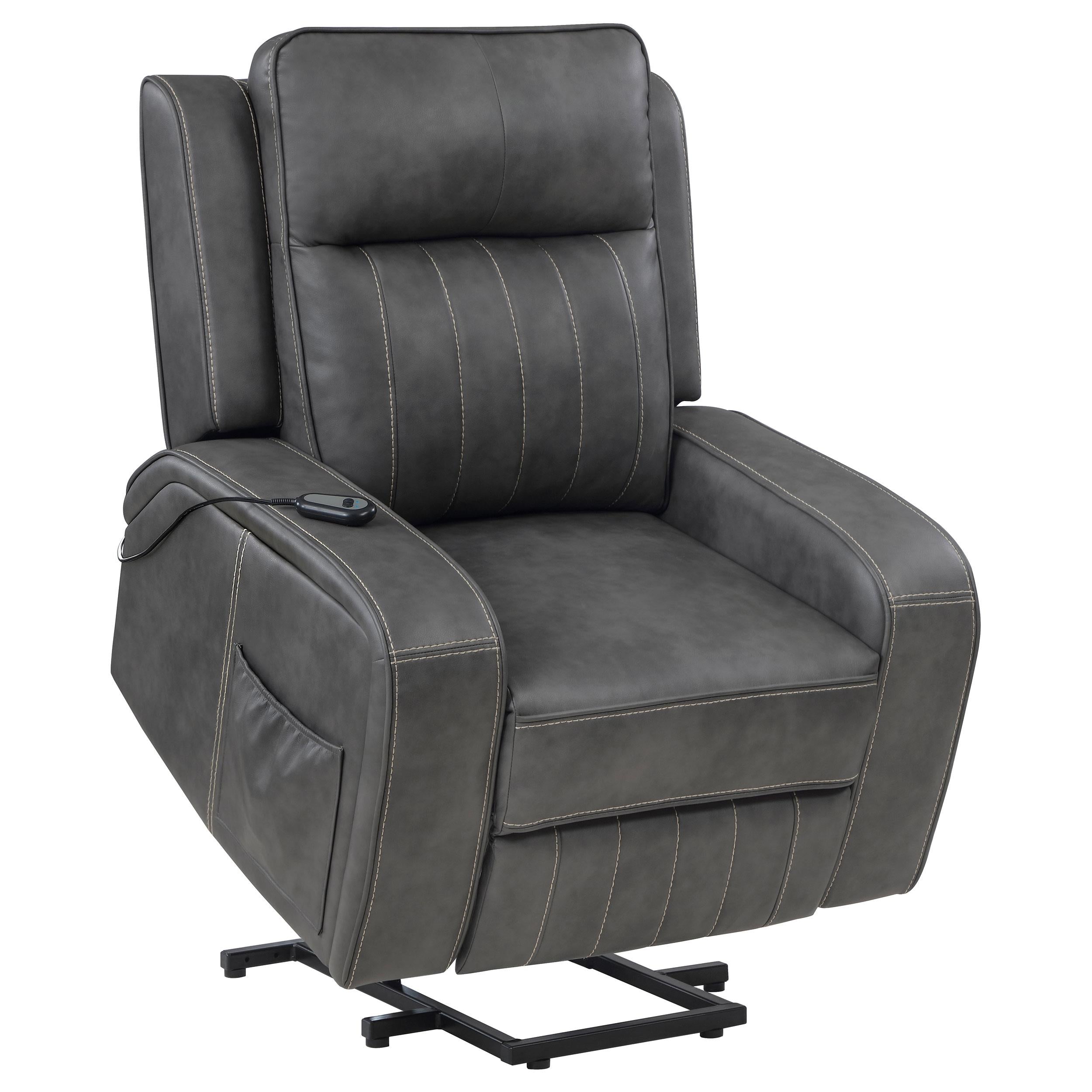 Coaster Furniture Raelynn 603194P Upholstered Power Lift Recliner Chair - Grey - Image 3