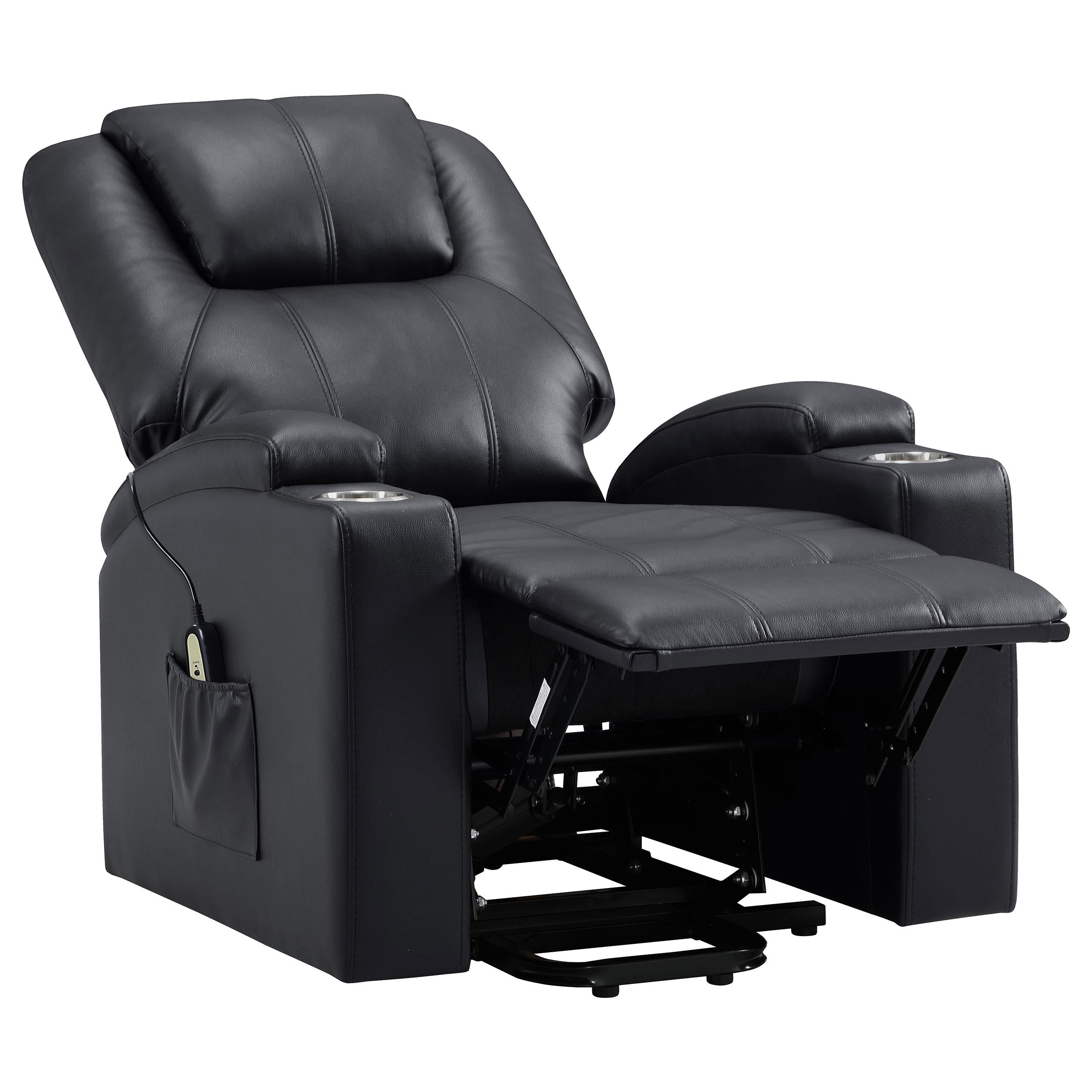 Coaster Furniture Armstrong 609475P Upholstered Power Lift Massage Recliner - Black - Image 3