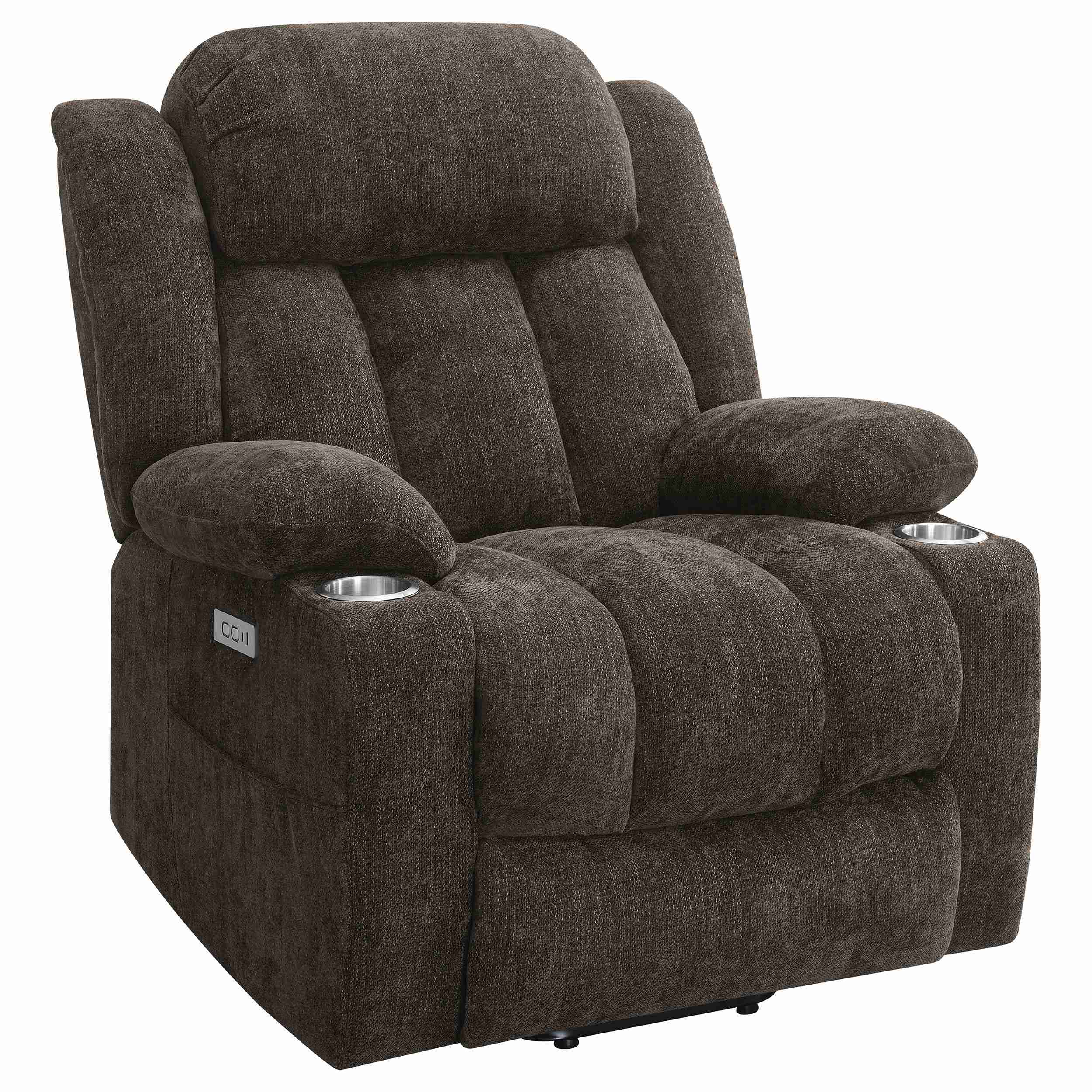 Coaster Furniture Houston 603233P Upholstered Power Lift Recliner Chair - Dark Brown - Image 1