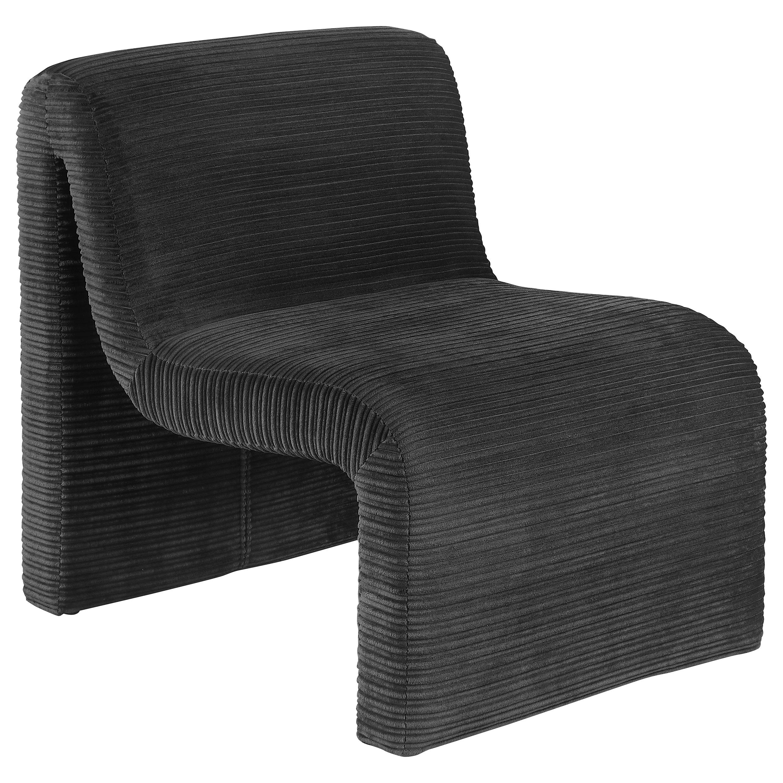 Coaster Furniture Drayton 907526 Upholstered Curved Armless Accent Chair - Black - Image 1