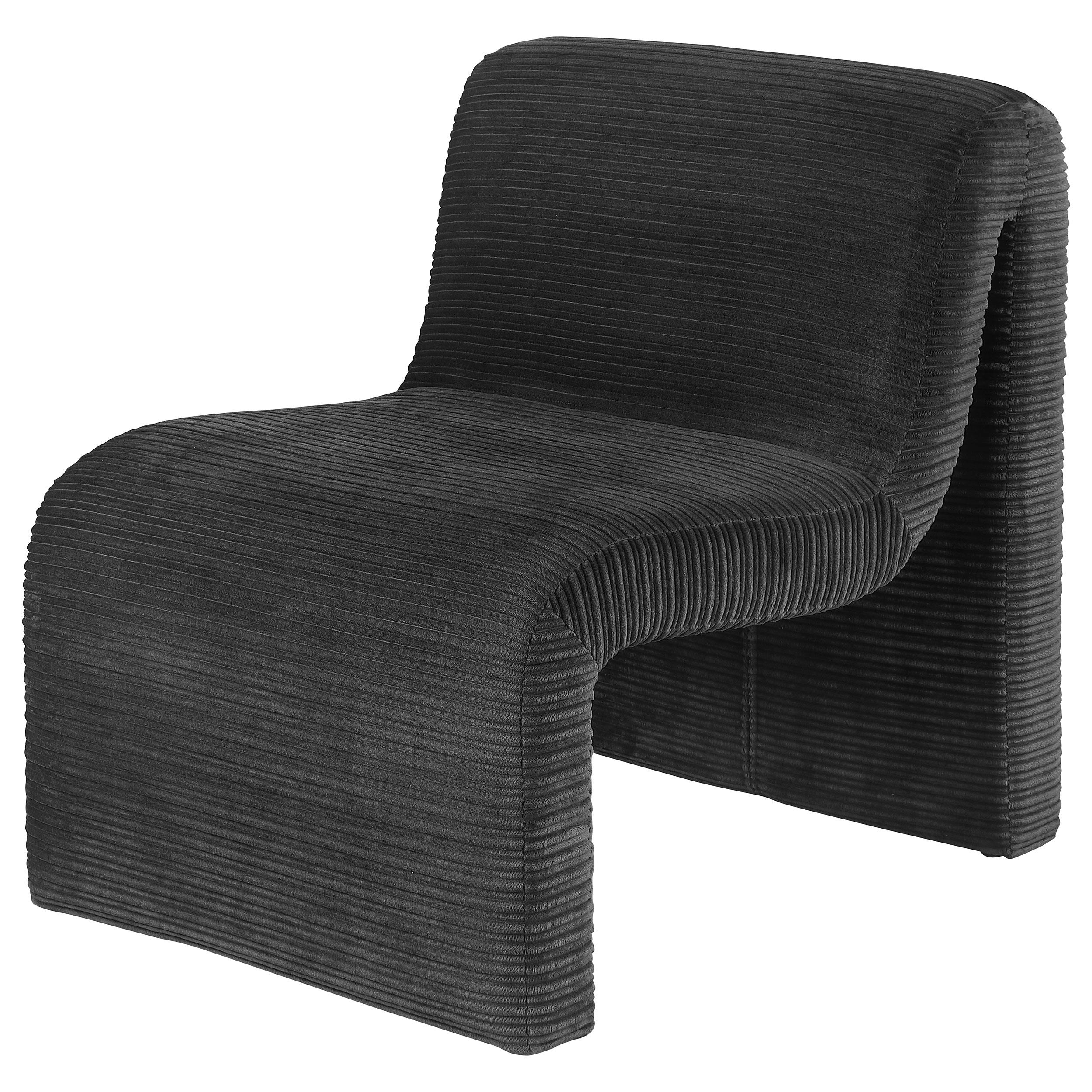Coaster Furniture Drayton 907526 Upholstered Curved Armless Accent Chair - Black - Image 3