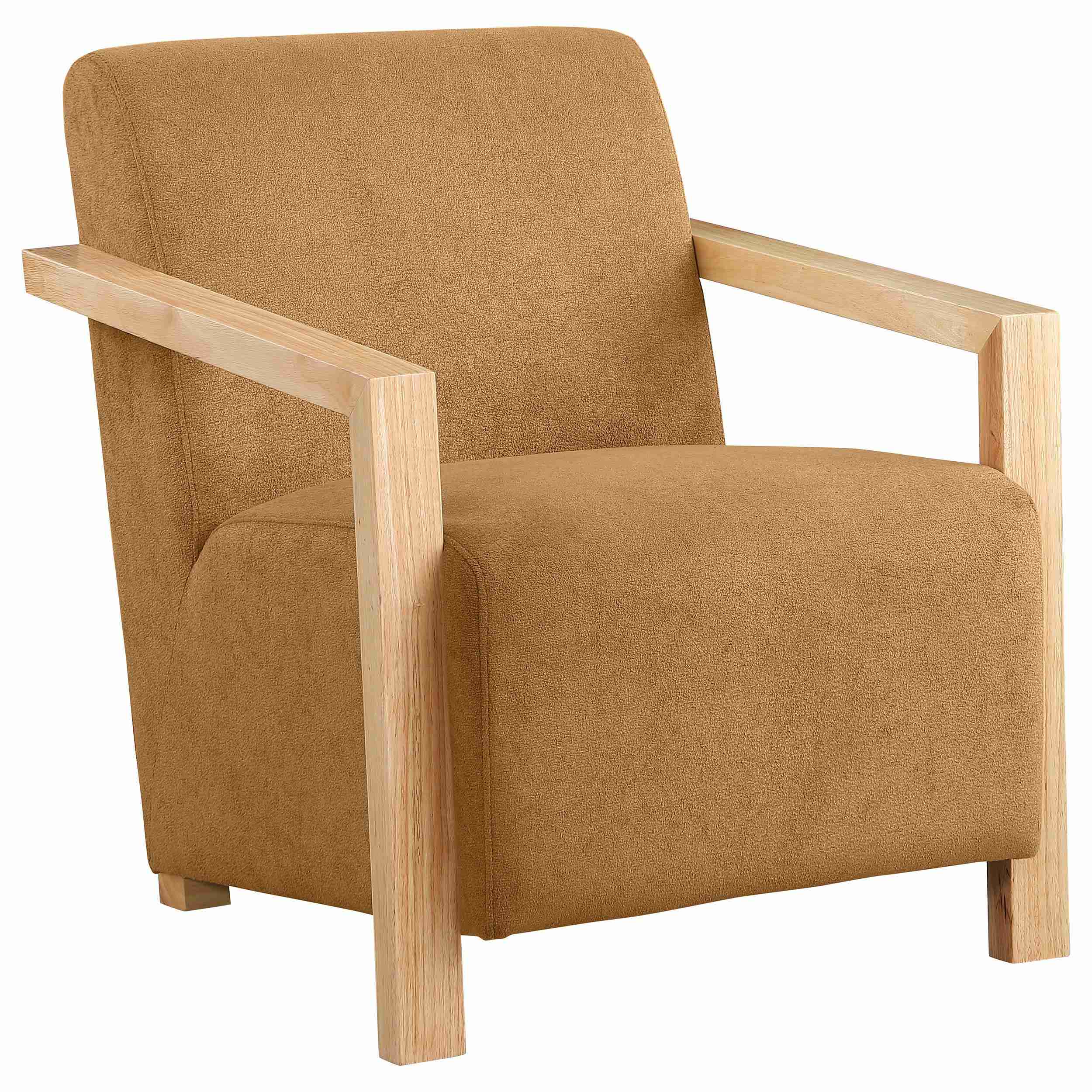 Coaster Furniture Diego 902268 Upholstered Accent Arm Chair with Wood Arms - Honey - Image 1