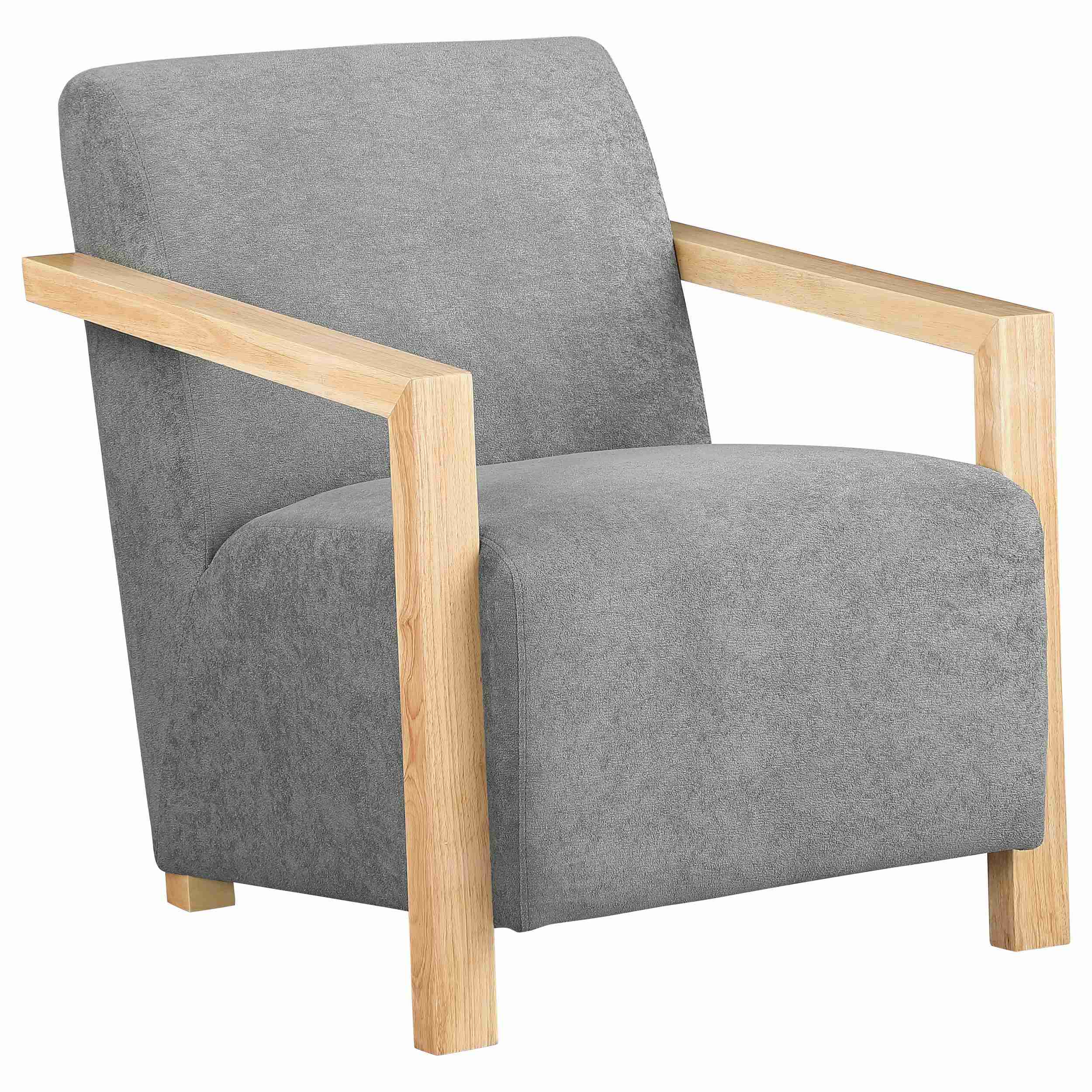 Coaster Furniture Diego 902269 Upholstered Accent Arm Chair with Wood Arms - Grey - Image 1