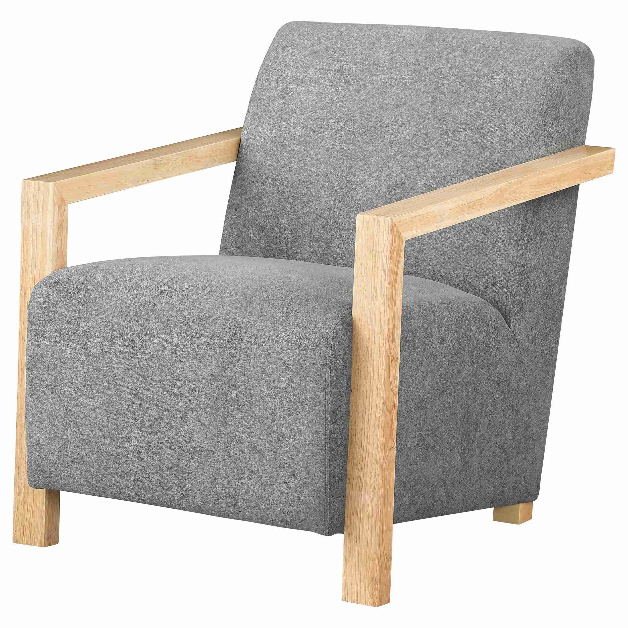 Coaster Furniture Diego 902269 Upholstered Accent Arm Chair with Wood Arms - Grey - Image 3