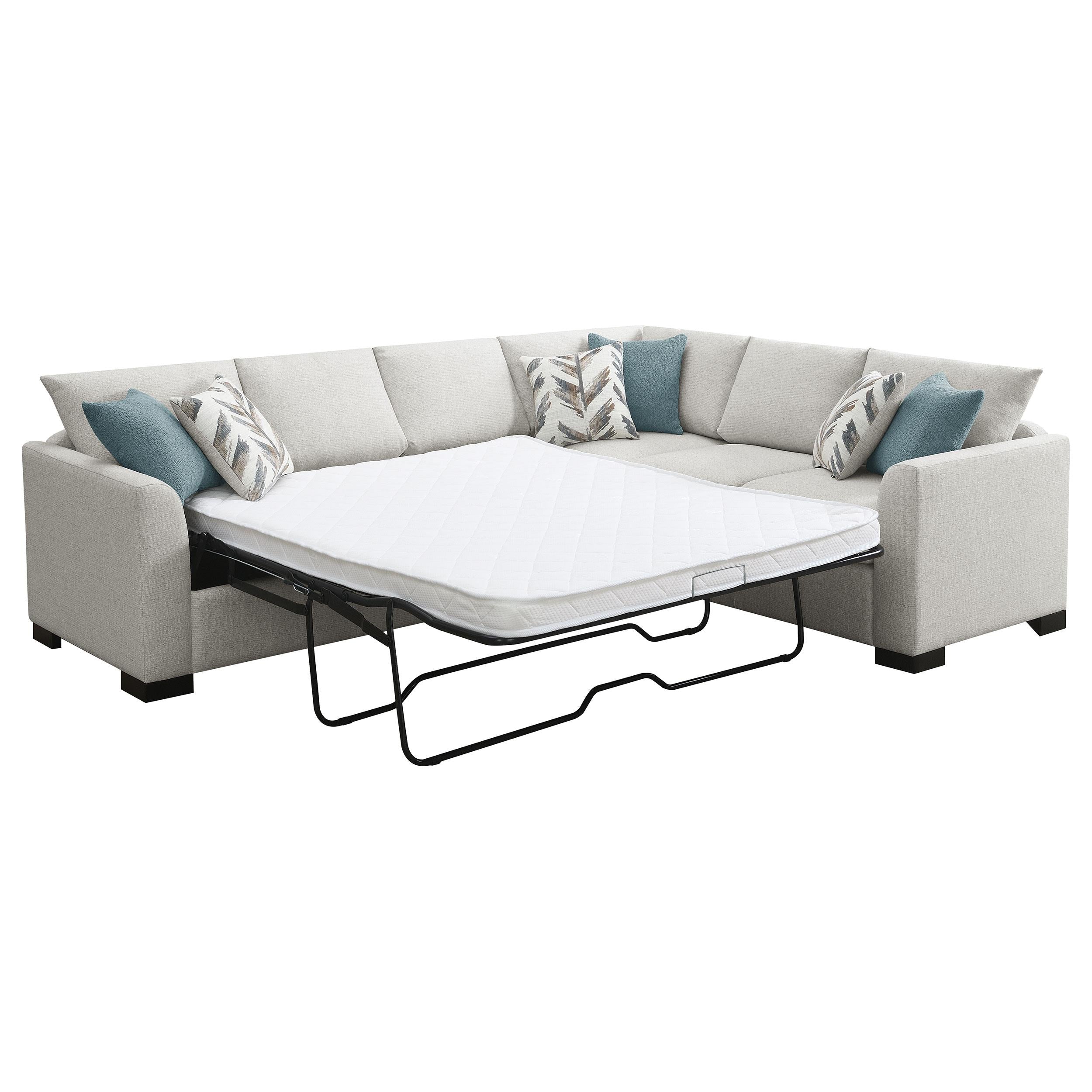 Coaster Furniture Ashford 500818 Chenille Upholstered Sleeper Sectional Sofa - Greige - Image 2