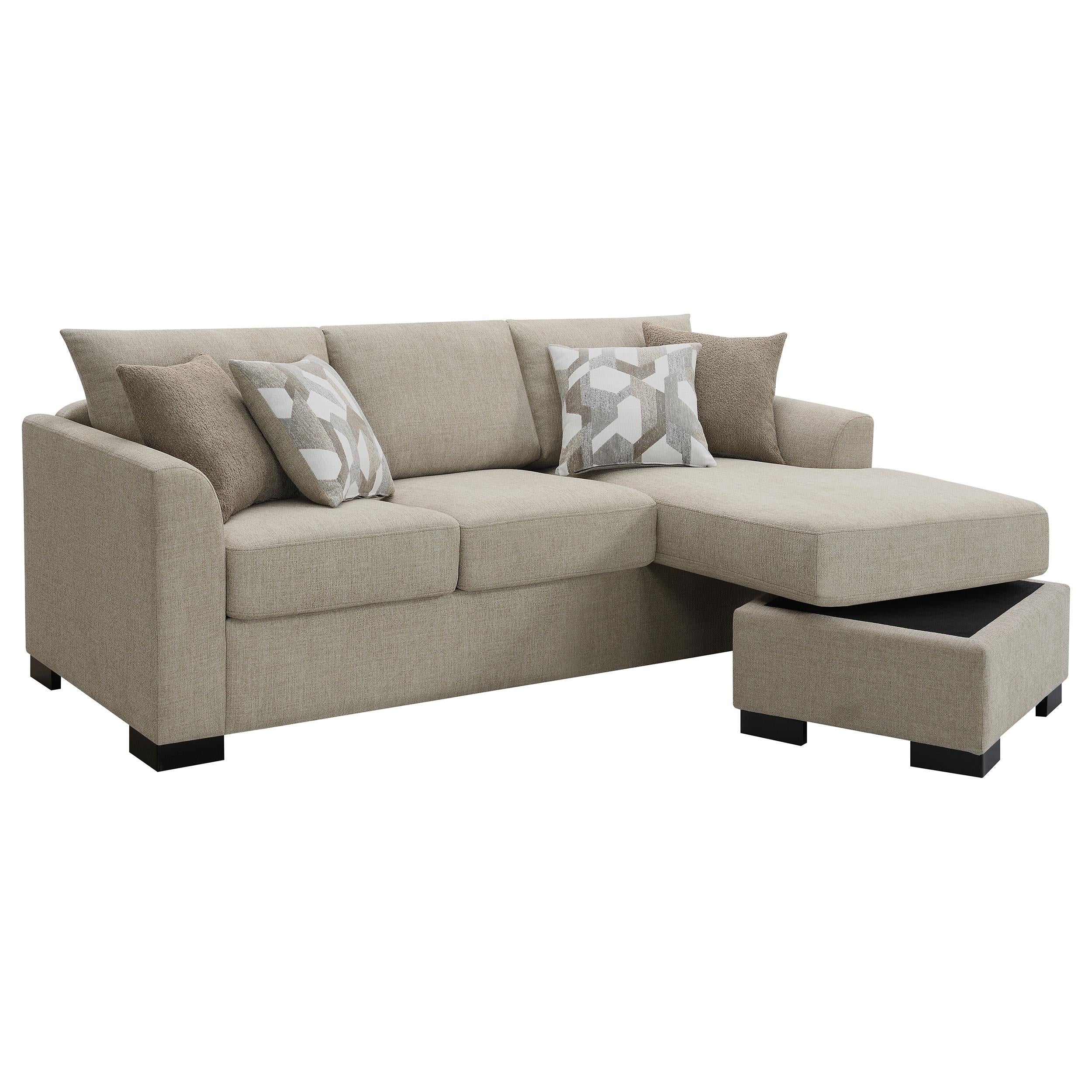 Coaster Furniture Storey 504778 Upholstered Sleeper Sectional Chaise Sofa - Camel - Image 2