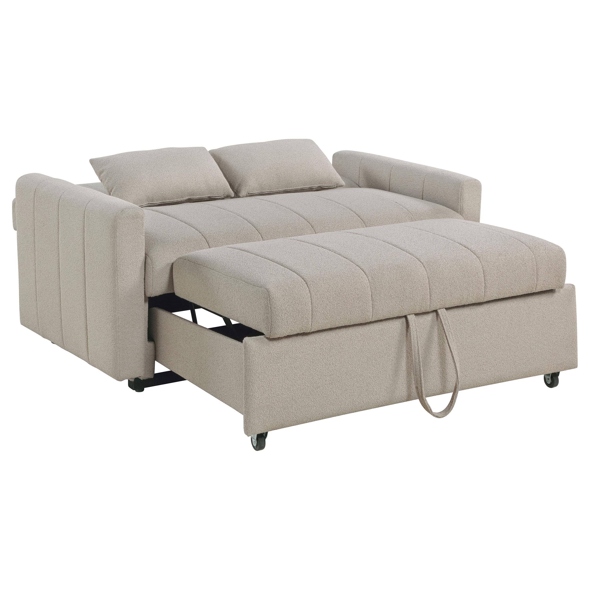 Coaster Furniture Portland 350142 Boucle Upholstered Sleeper Sofa Bed - Latte - Image 3