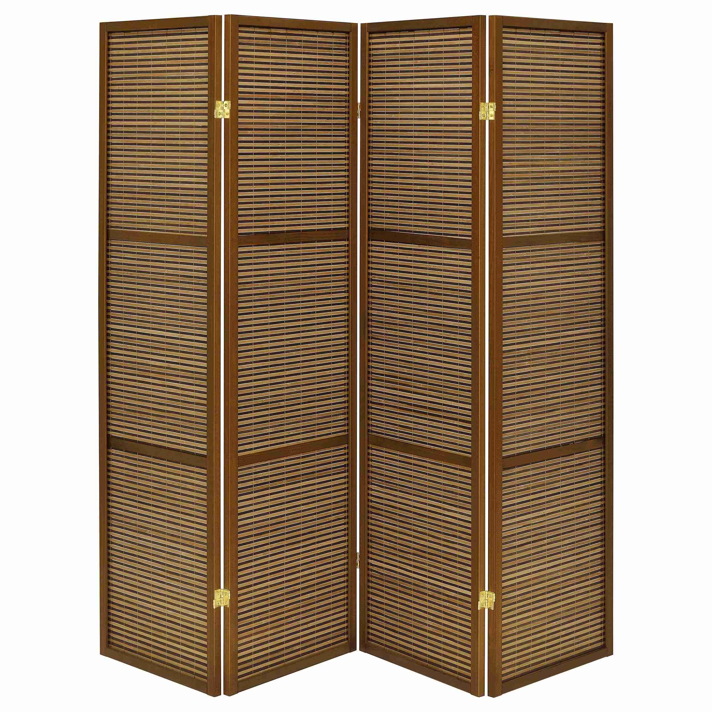 Coaster Furniture Browning 961638 4-panel Bamboo Room Divider Folding Screen - Walnut - Image 2