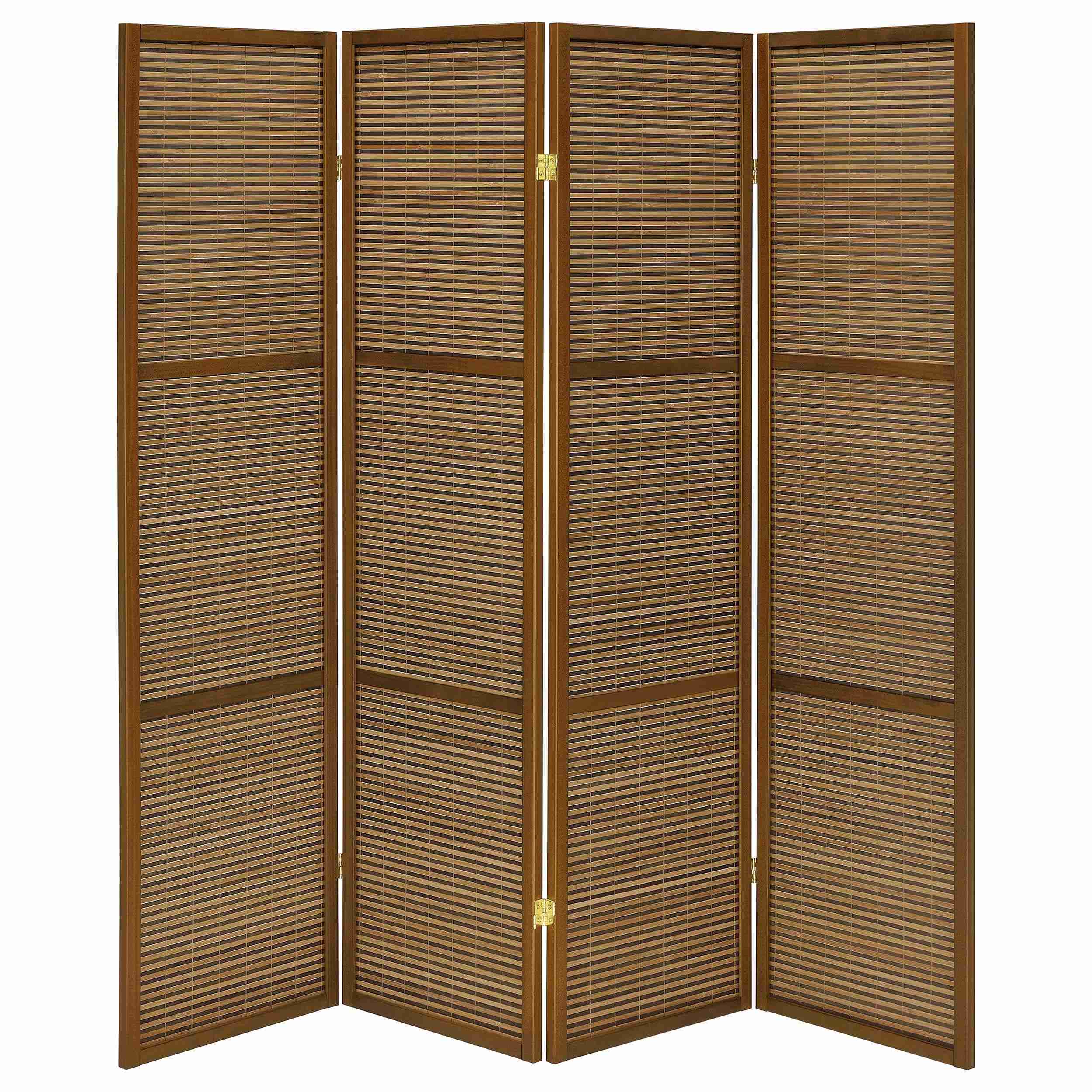 Coaster Furniture Browning 961638 4-panel Bamboo Room Divider Folding Screen - Walnut - Image 3