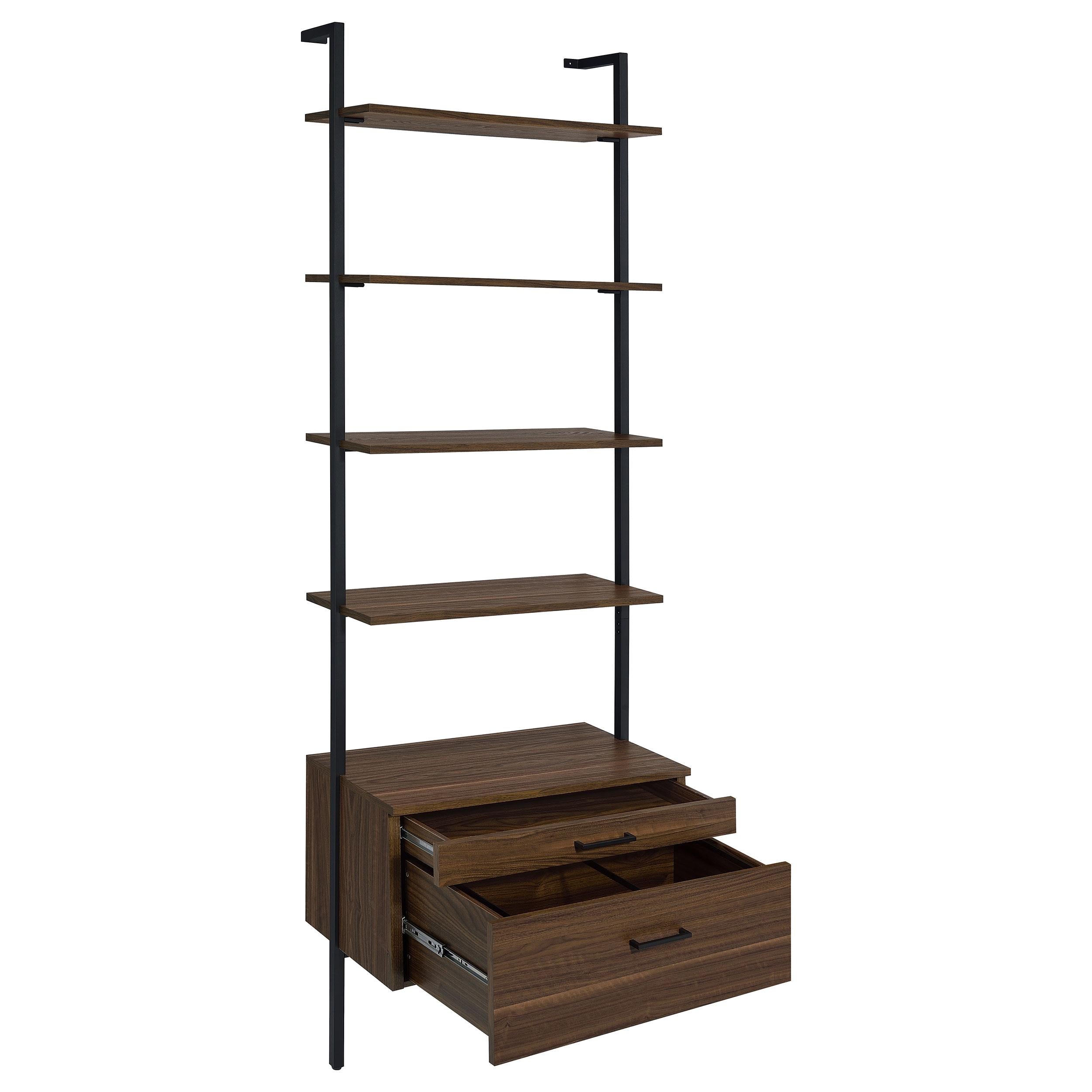 Coaster Furniture Owens 980074 96-inch 4-shelf Storage Wall Bookshelf - Walnut - Image 2