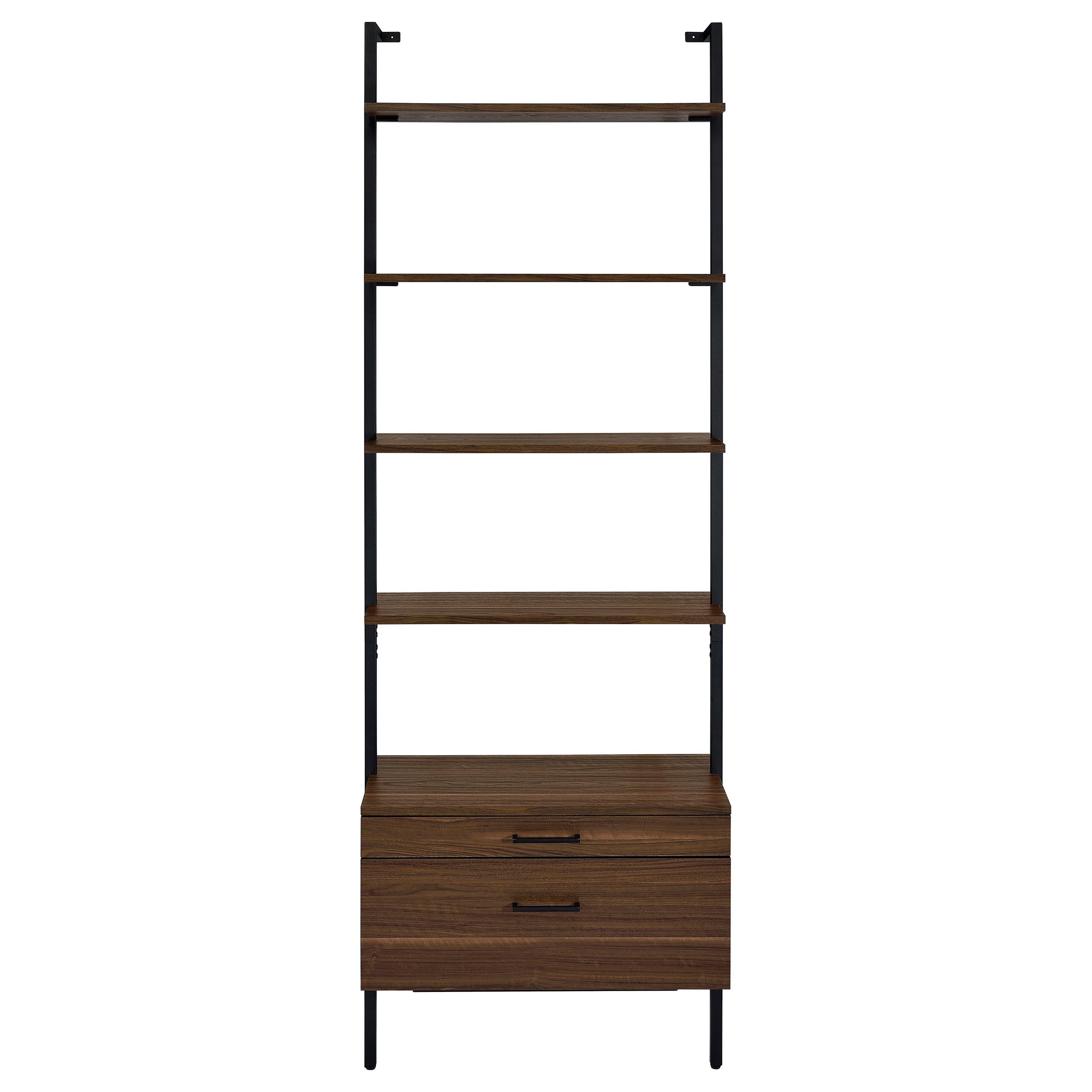 Coaster Furniture Owens 980074 96-inch 4-shelf Storage Wall Bookshelf - Walnut - Image 3