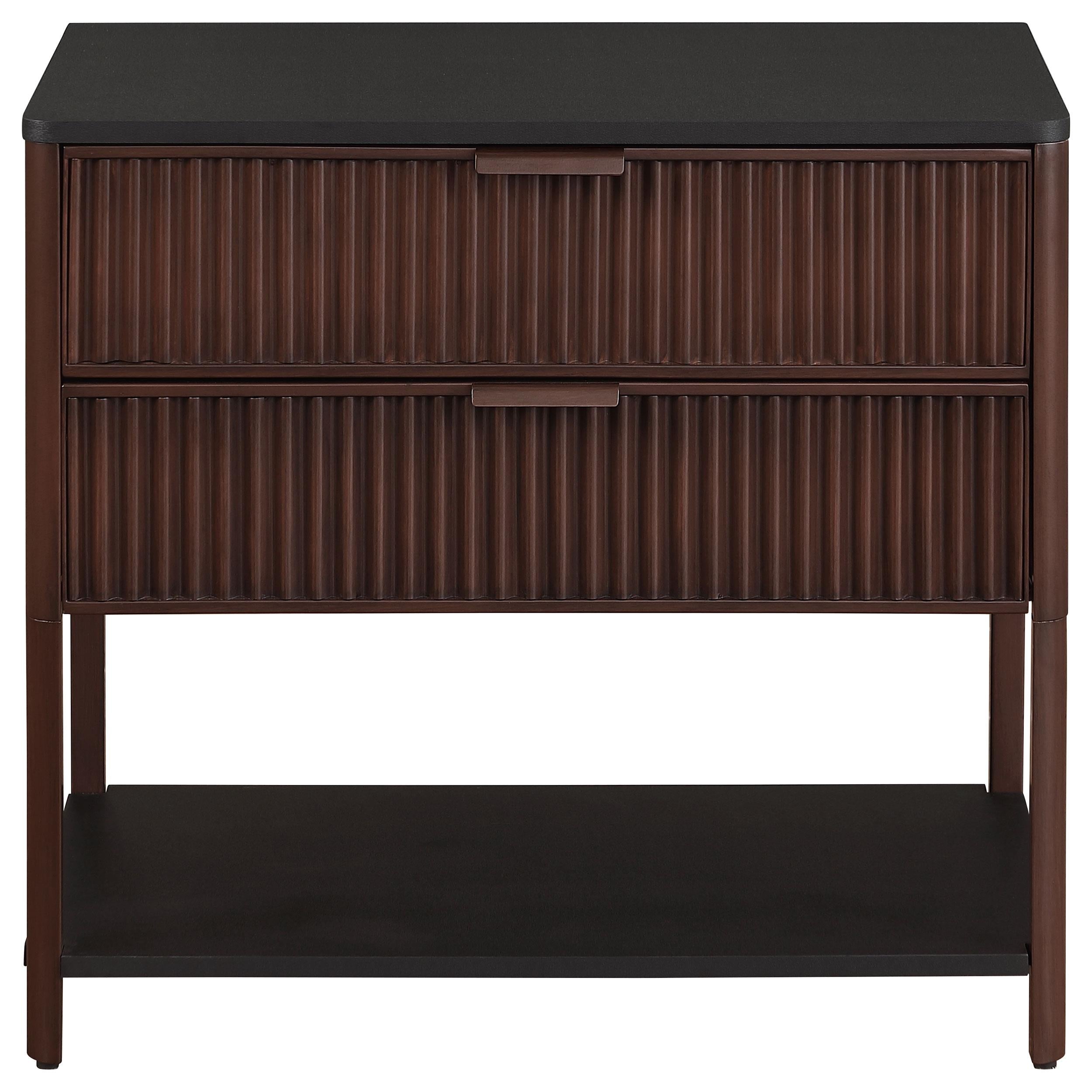 Coaster Furniture Zimmerlee 930221 2-Drawer Side Table with Shelf - Rust Brown - Image 2