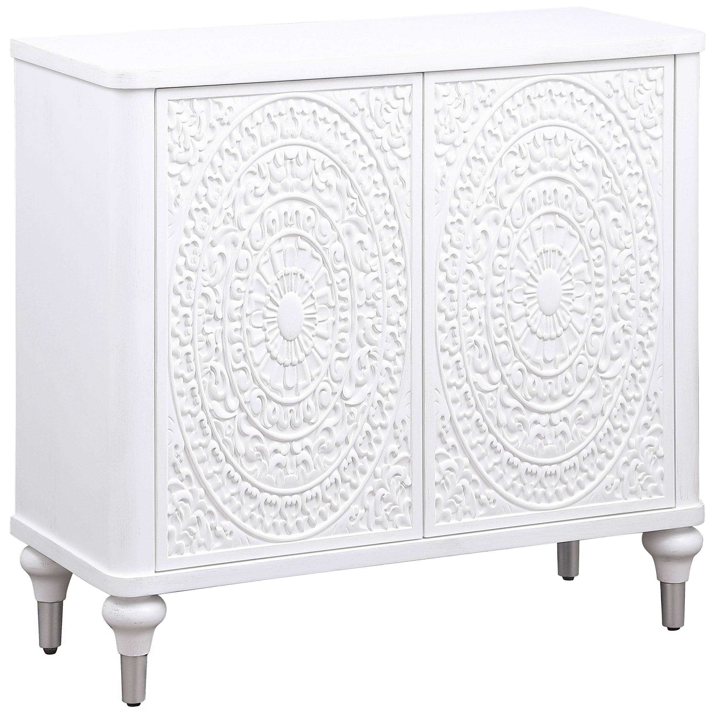 Coaster Furniture Cardella 950411 2-door Mandala Accent Cabinet – Distressed White