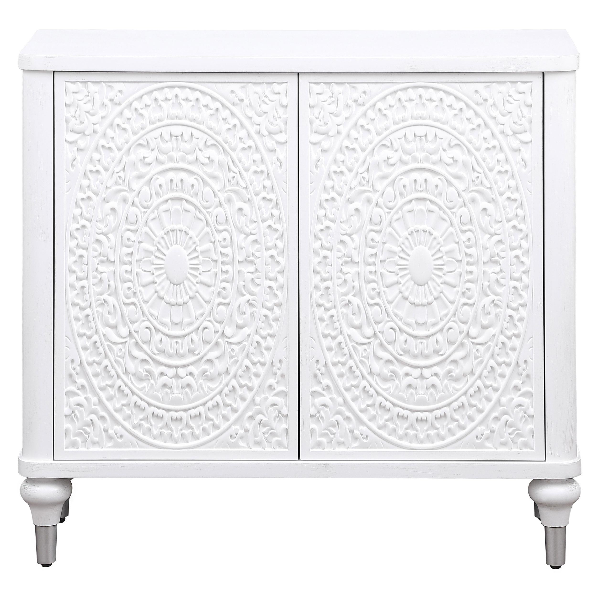 Coaster Furniture Cardella 950411 2-door Mandala Accent Cabinet - Distressed White - Image 2