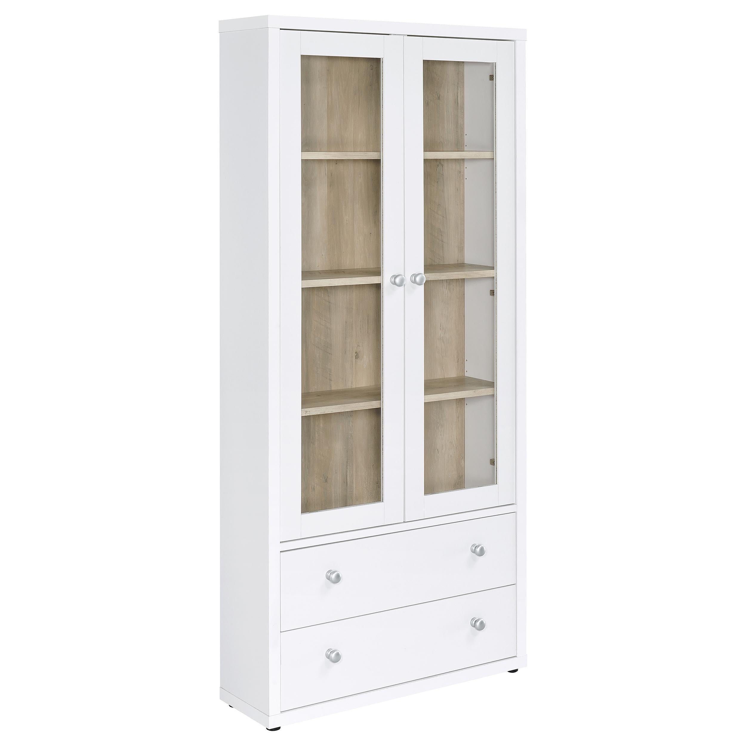 Coaster Furniture Hawthorne 953477 4-shelf Glass Door Tall Cabinet with Drawers - White - Image 1