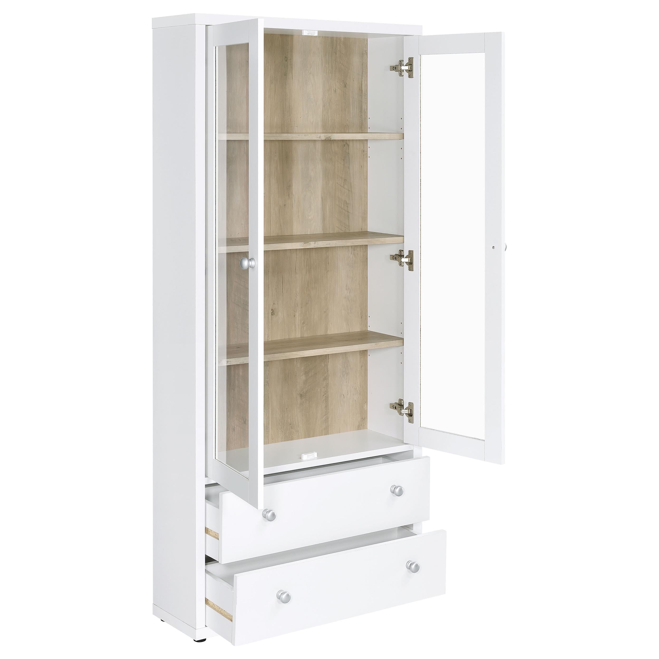 Coaster Furniture Hawthorne 953477 4-shelf Glass Door Tall Cabinet with Drawers - White - Image 2