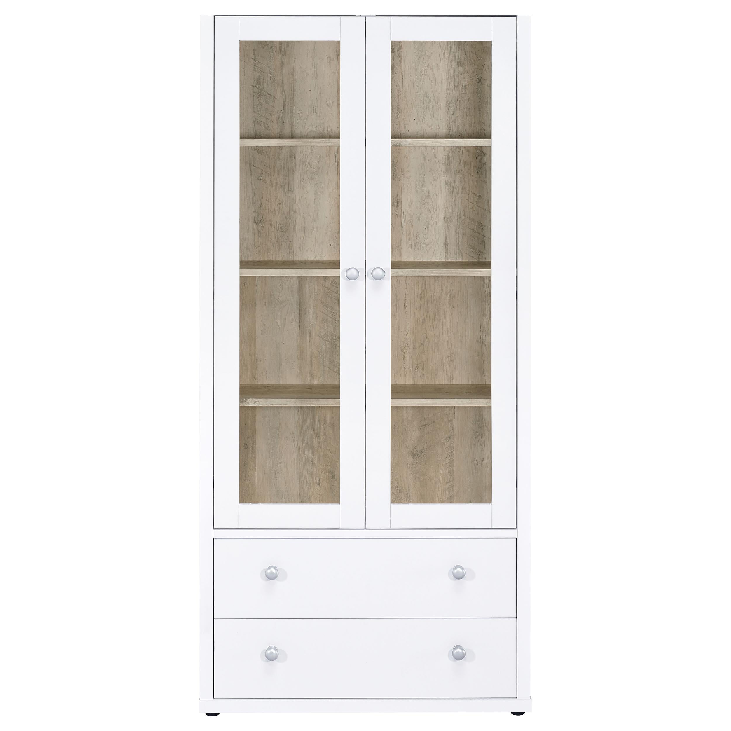 Coaster Furniture Hawthorne 953477 4-shelf Glass Door Tall Cabinet with Drawers - White - Image 3