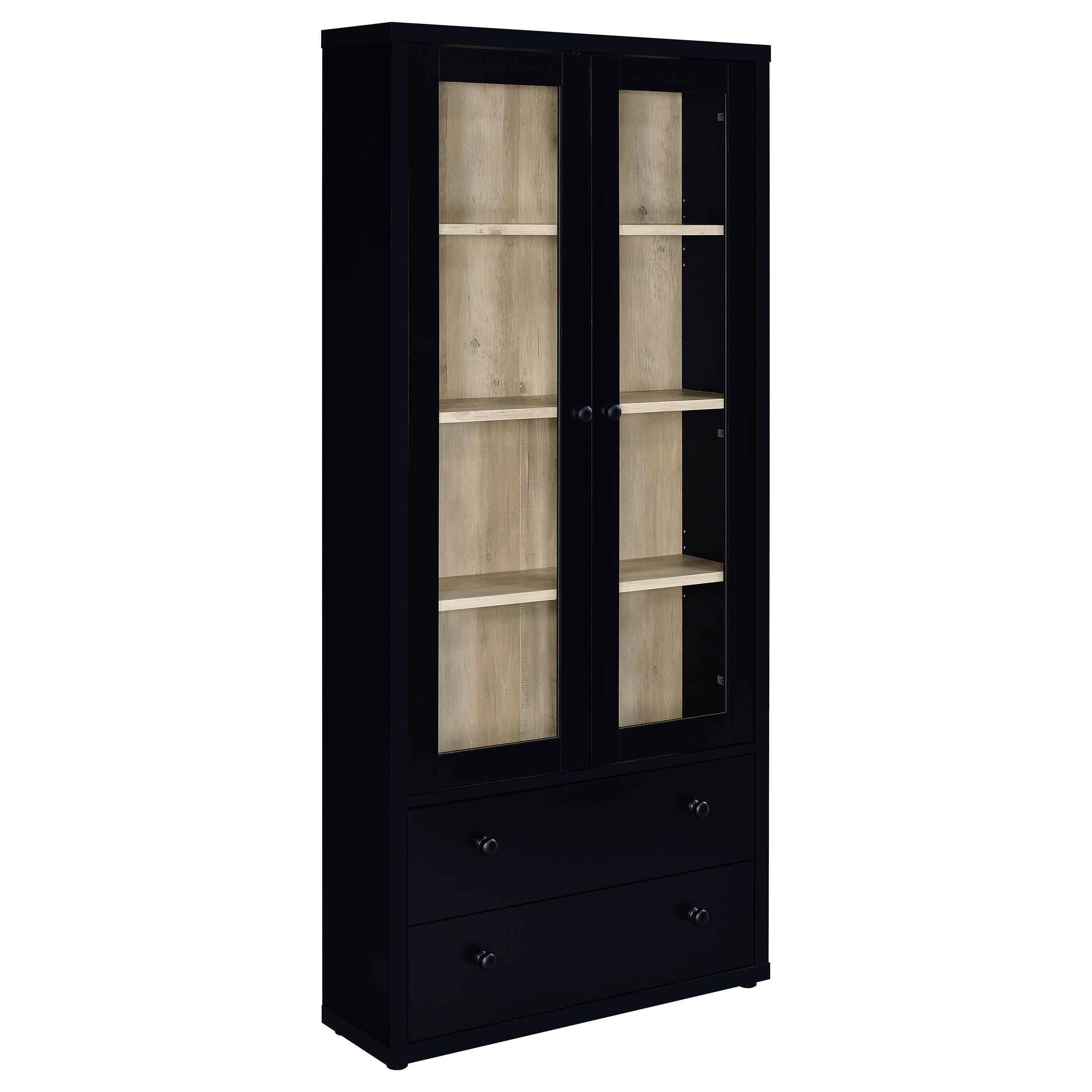 Coaster Furniture Hawthorne 953478 4-shelf Glass Door Cabinet with Drawers - Black - Image 1